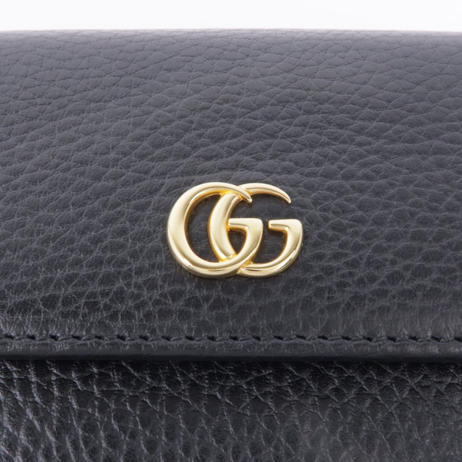 GUCCI GG GHW Wallet 456122 Calfskin Leather Black