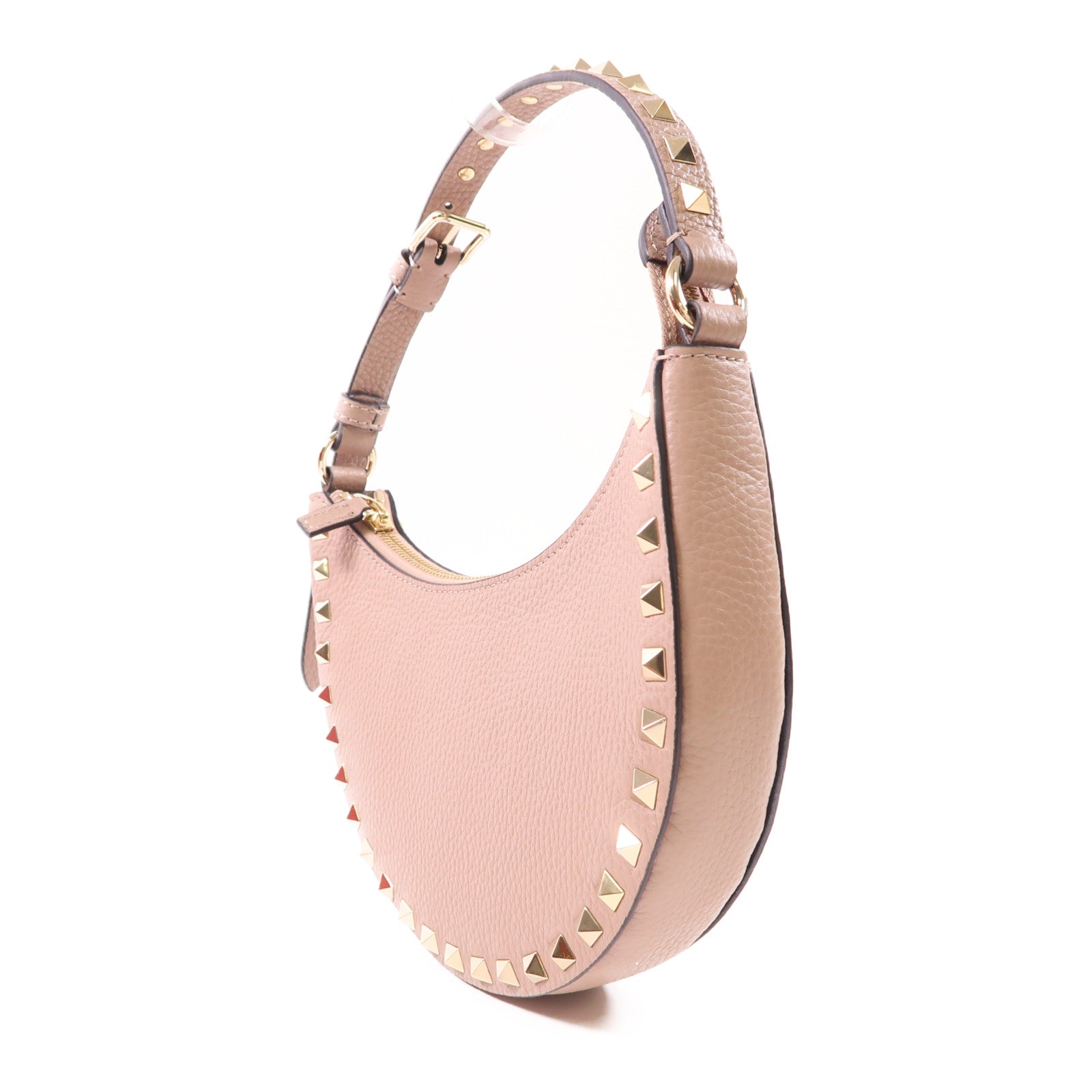Valentino GHW Mini Rockstud Hobo Bag Handbag Calfskin Leather 6W2P0AI7VSH P45