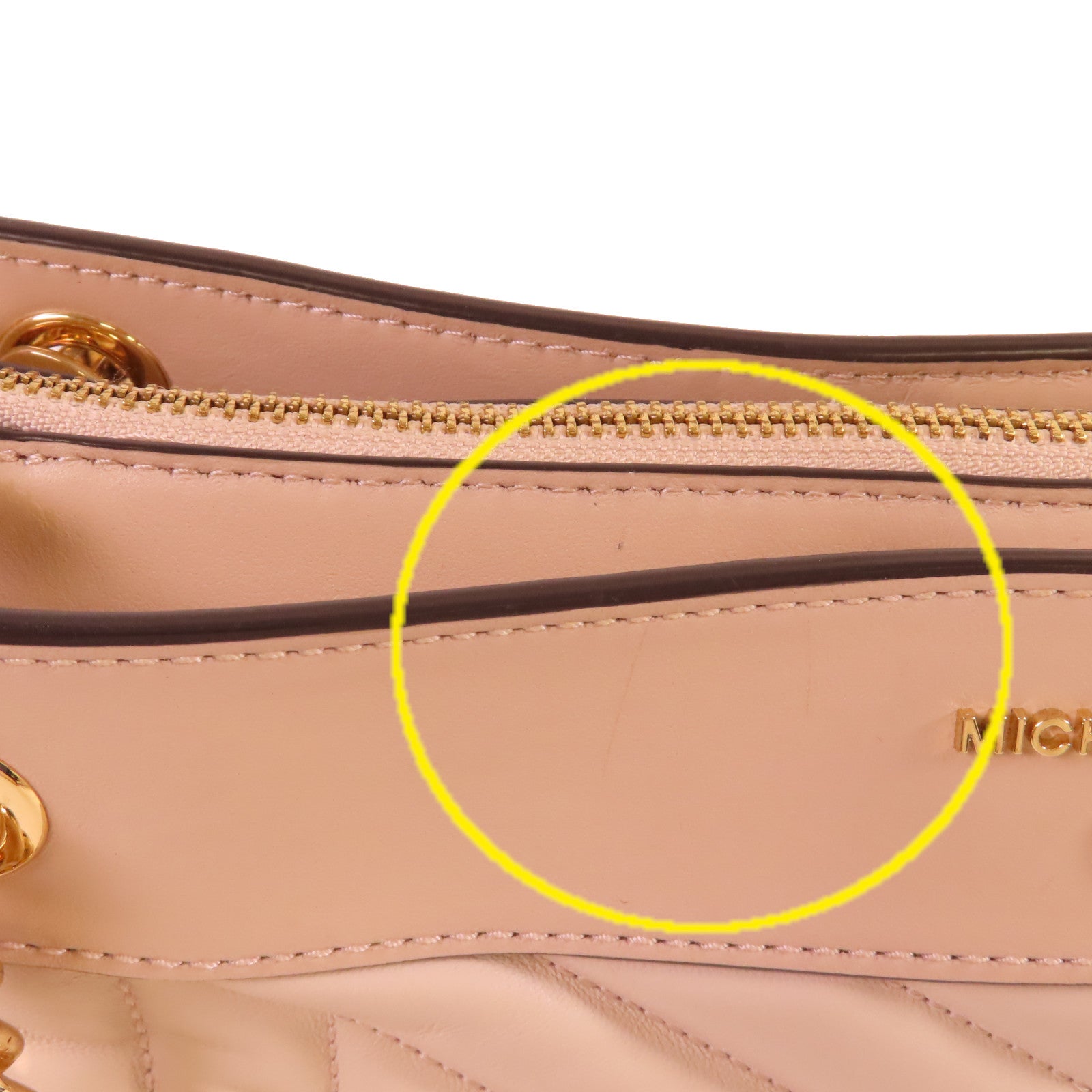 Michael Kors 羊皮皮革Chain Shoulder Bag金扣鏈帶肩背袋杏色