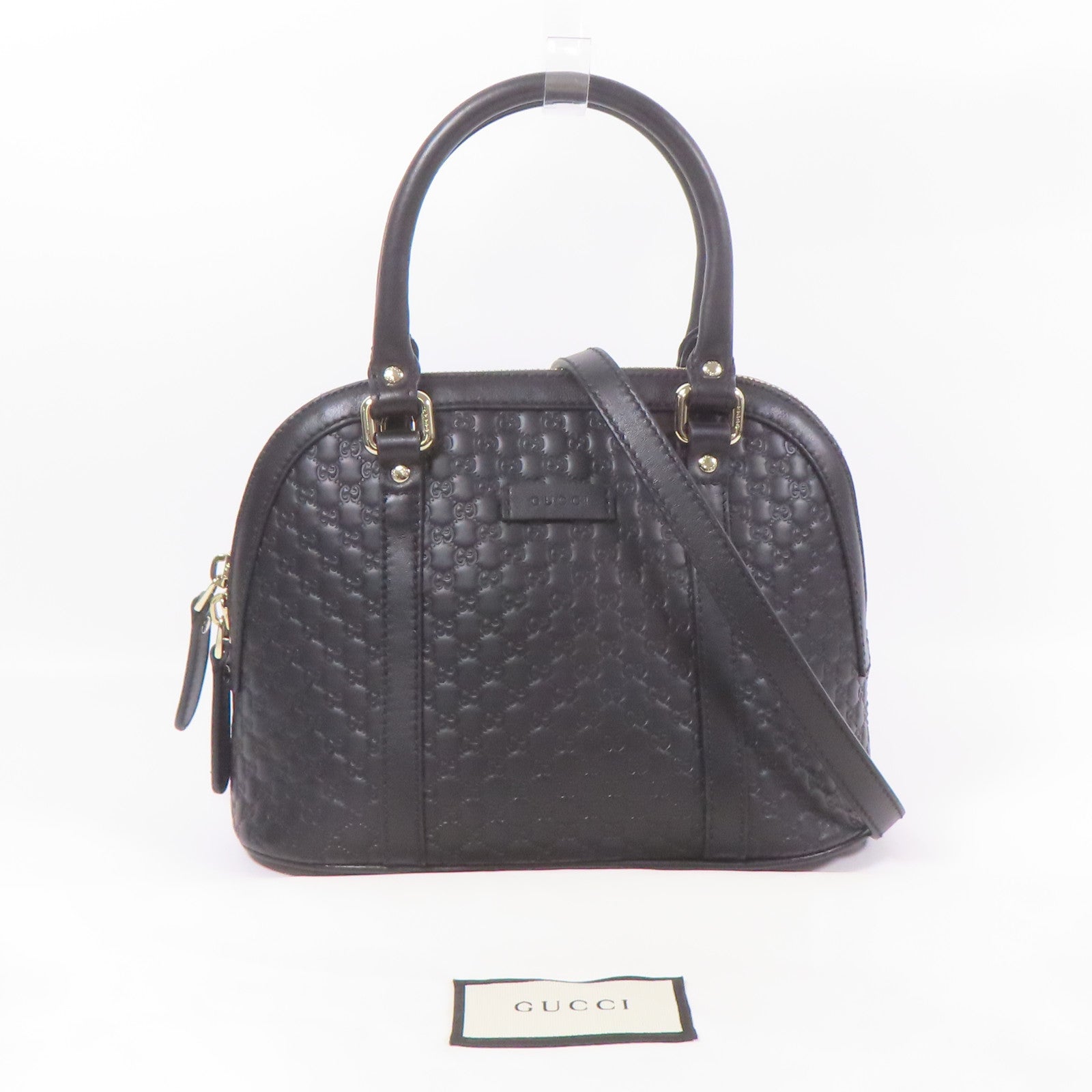 GUCCI GG GHW Mini Dome 2way Shoulder Bag 449654 Calfskin Leather Black