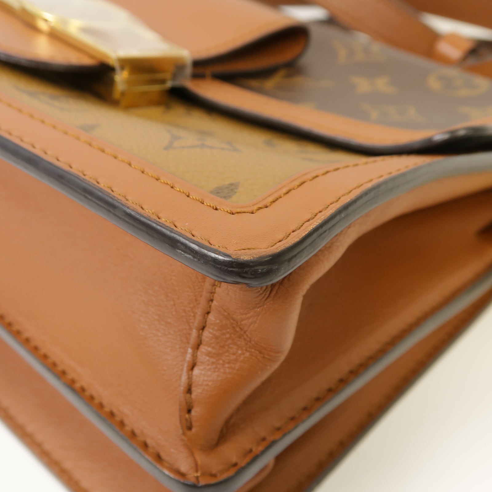 LOUIS VUITTON 【激減優惠】Monogram Reverse Dauphine金扣肩背袋棕色