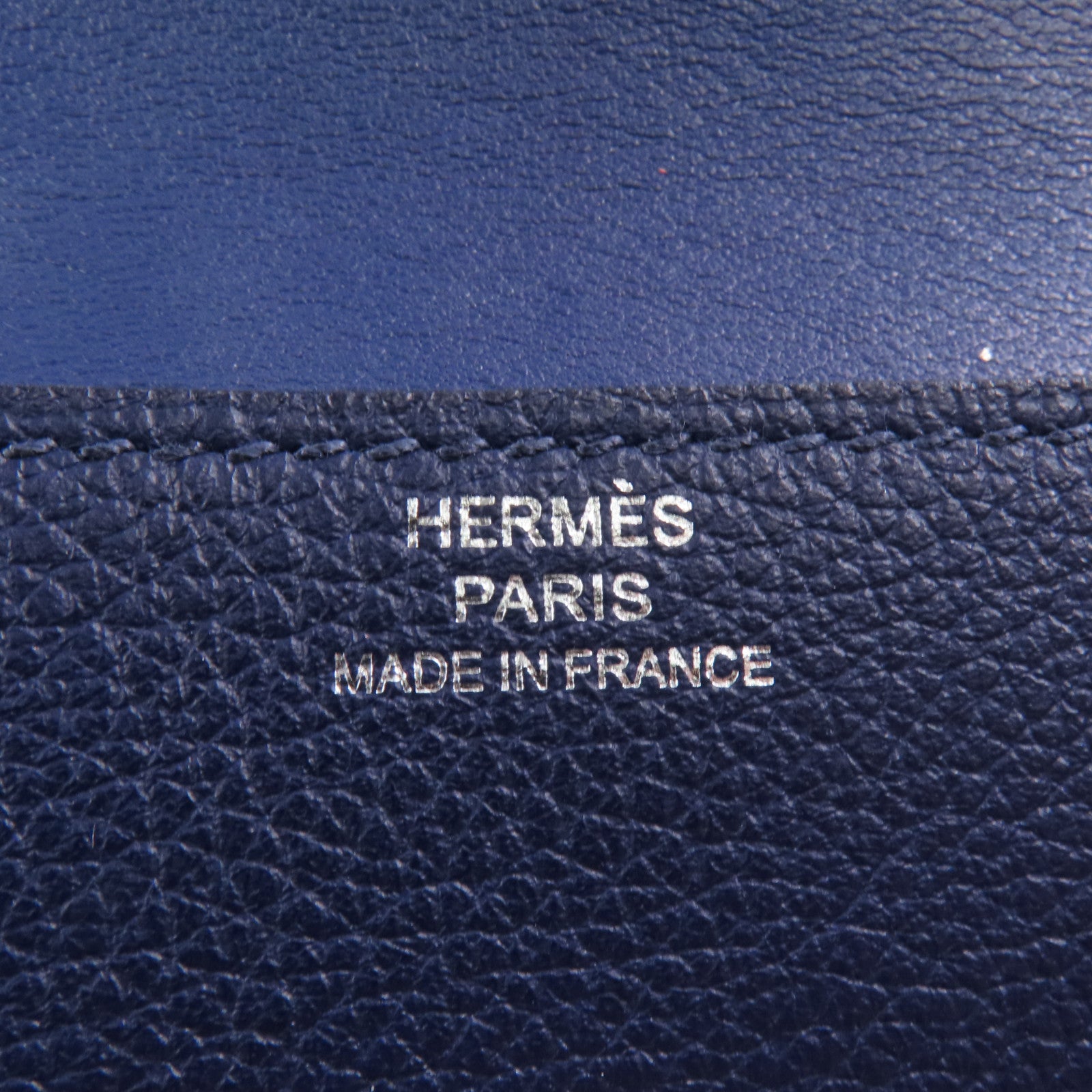 HERMES Clemence皮革Card Case銀扣卡片套Bleu Indigo