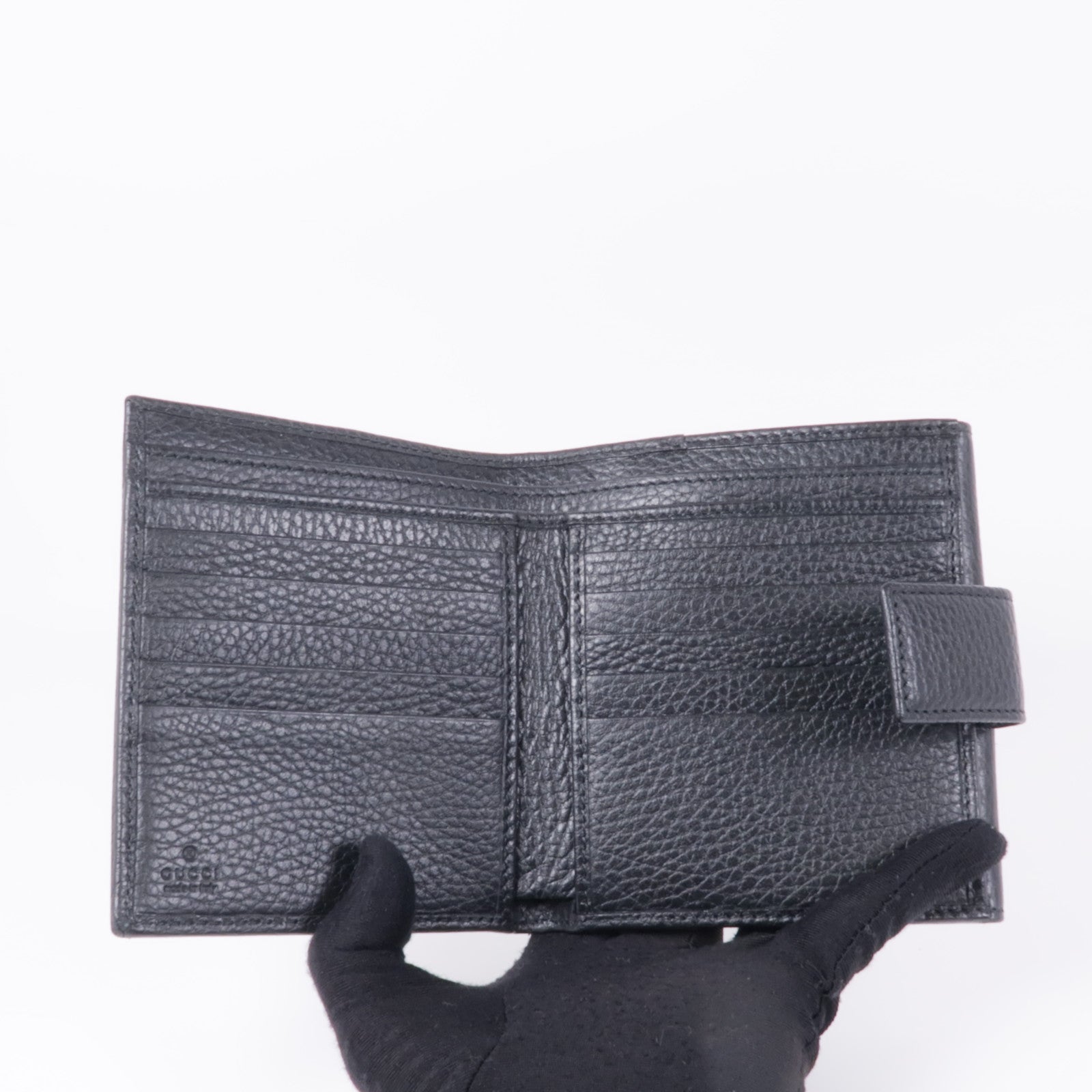 GUCCI GG GHW Wallet 456122 Calfskin Leather Black