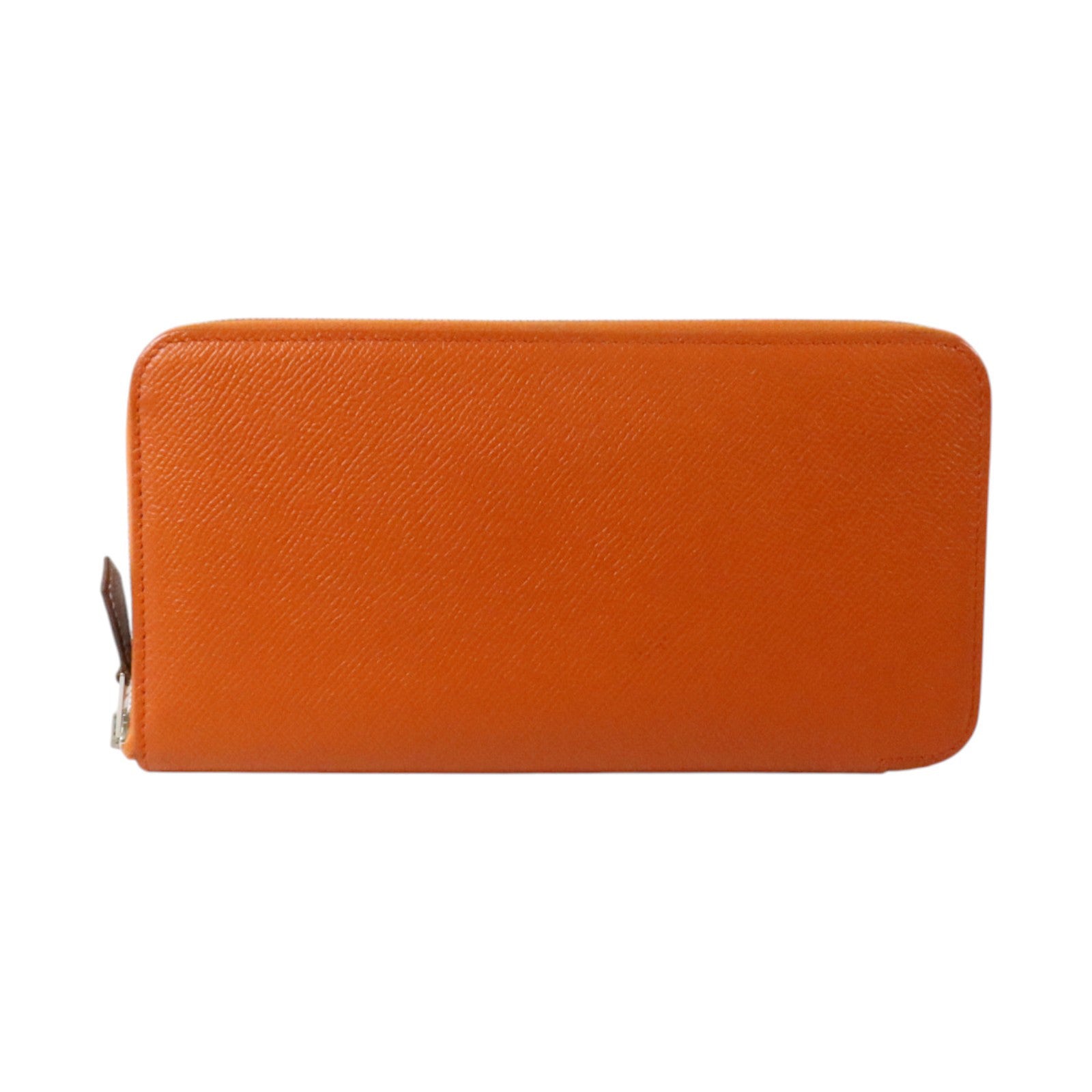 HERMES Epsom皮革Silk In Long Wallet銀扣長錢包Orange
