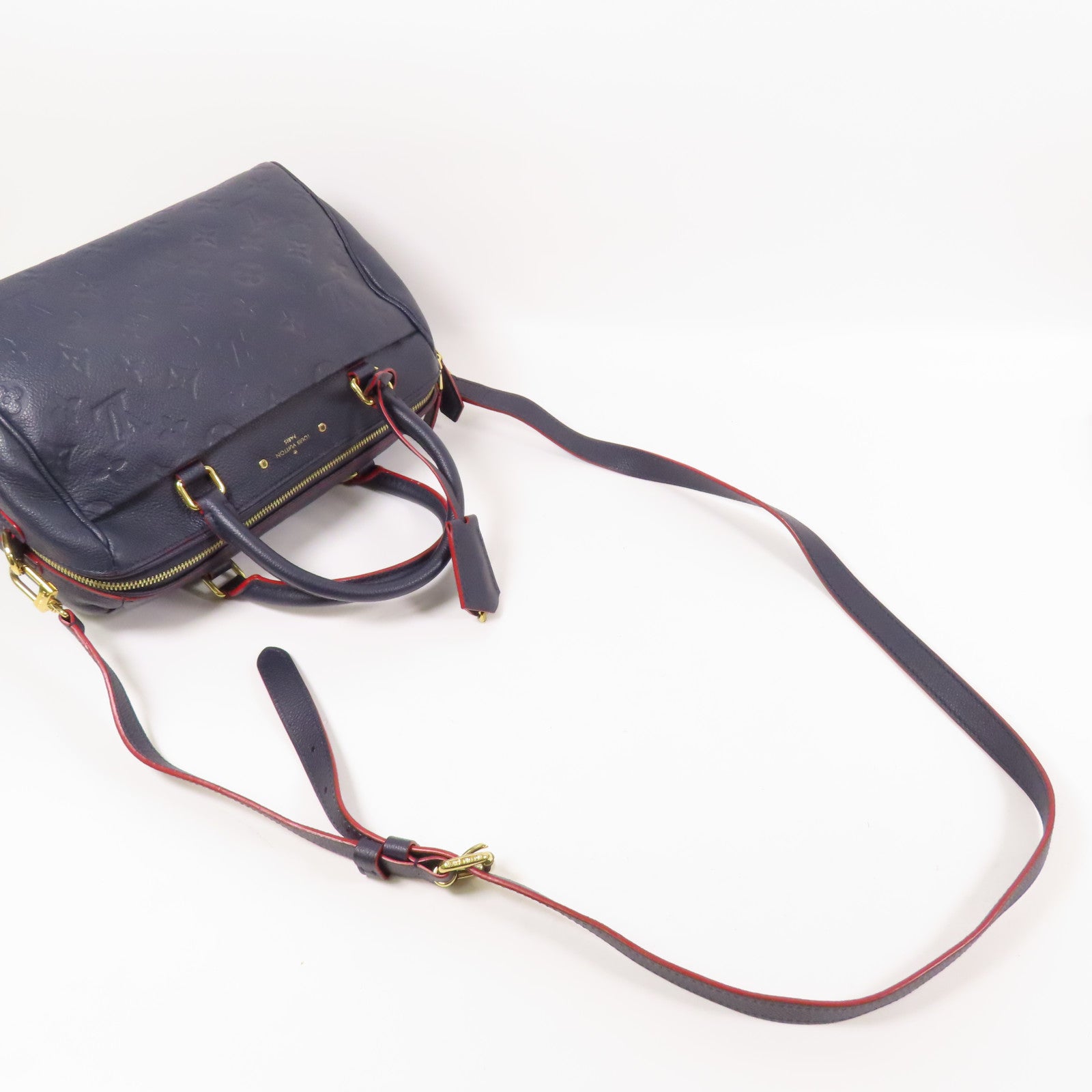 LOUIS VUITTON LV GHW Speedy Bandouliere 25 Shoulder Bag Monogram Empreinte Navy