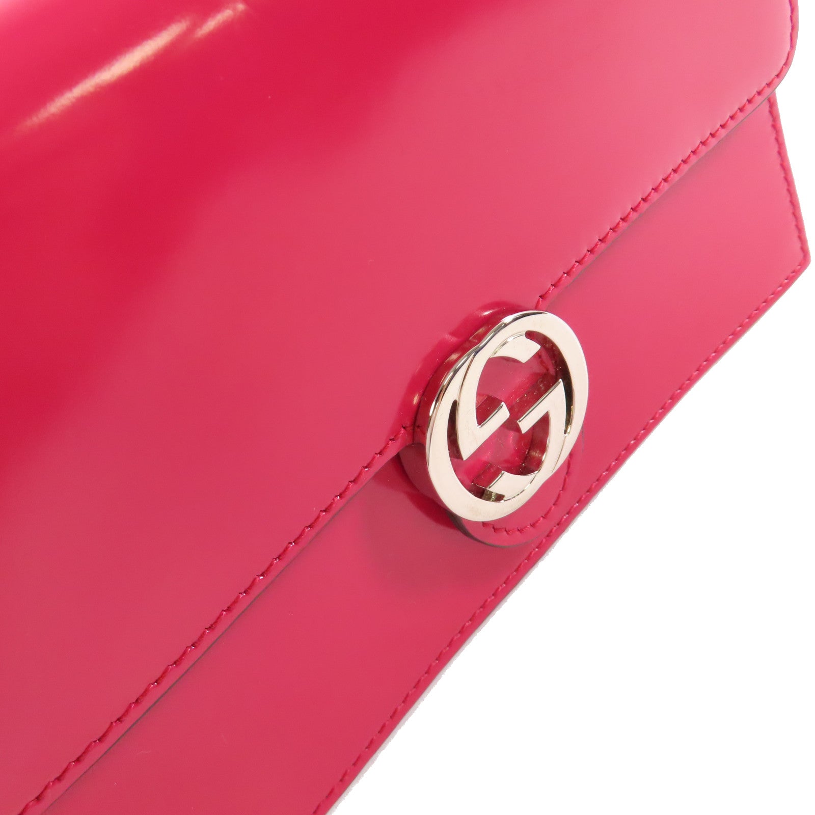 GUCCI 漆皮皮革Wallet On Shoulder Bag金扣肩背袋紫粉色