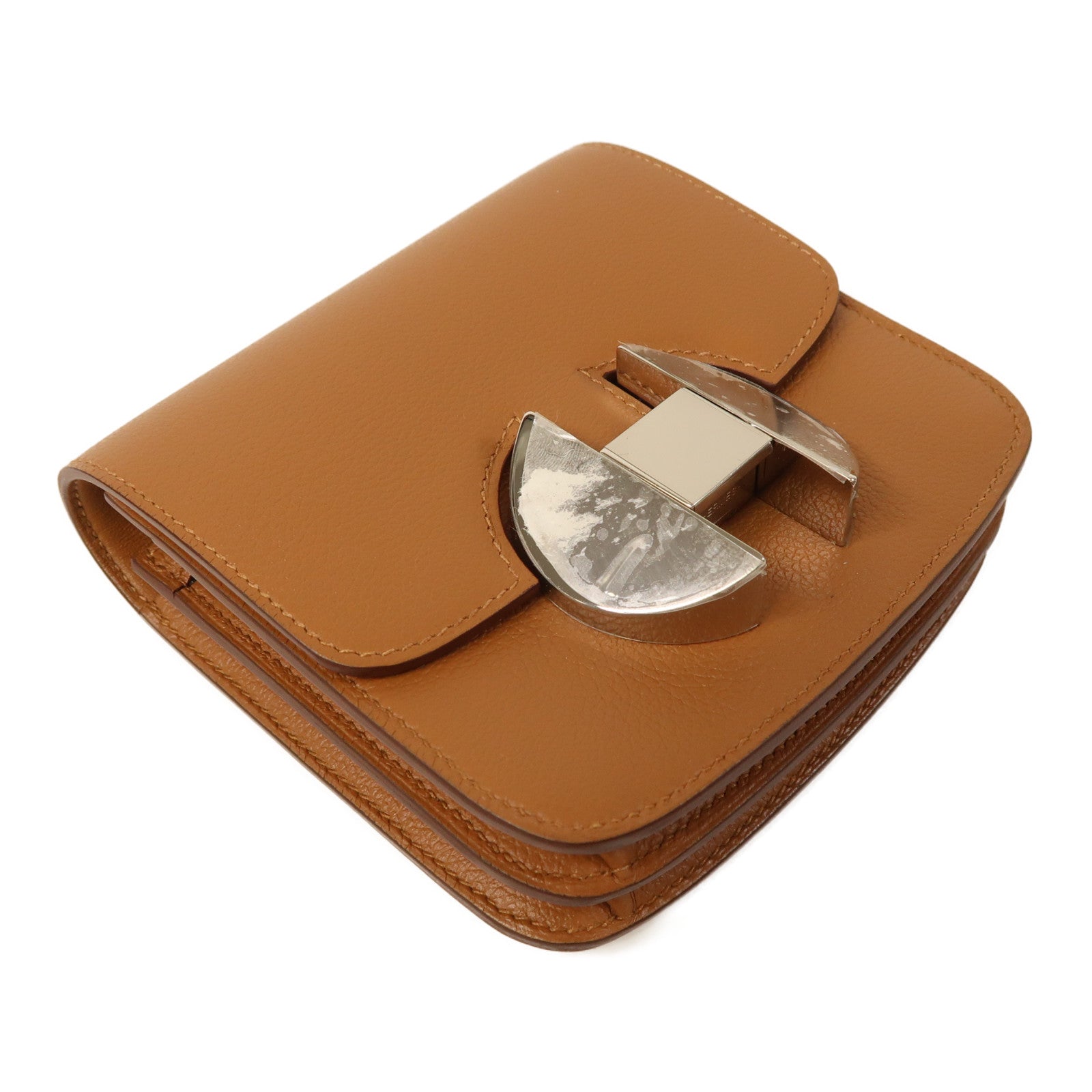 HERMES Evercolor皮革2002 Wallet銀扣錢包Gold