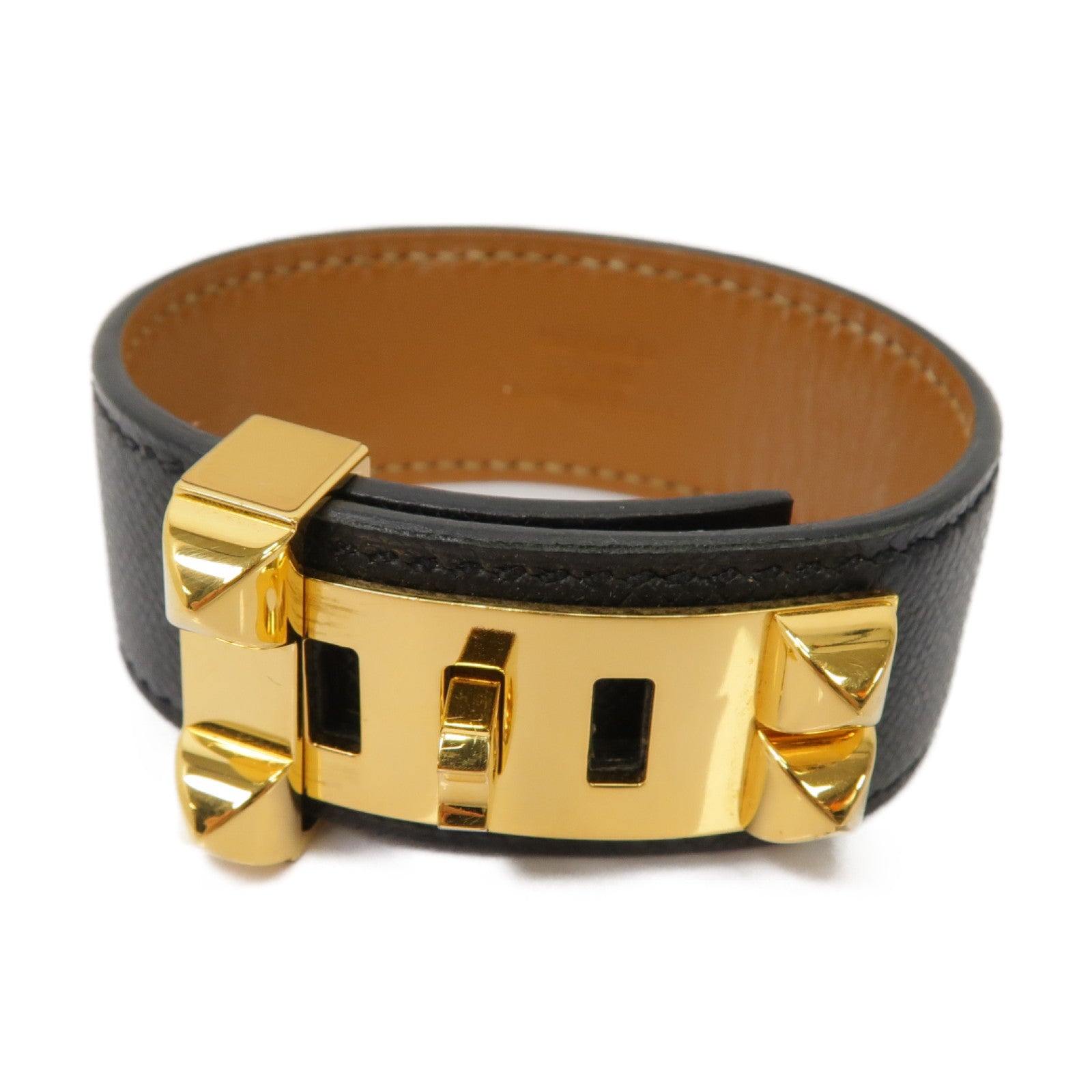 HERMES 【激減優惠】Epsom皮革/金屬CDC 24 Bracelet手鏈黒色/金色