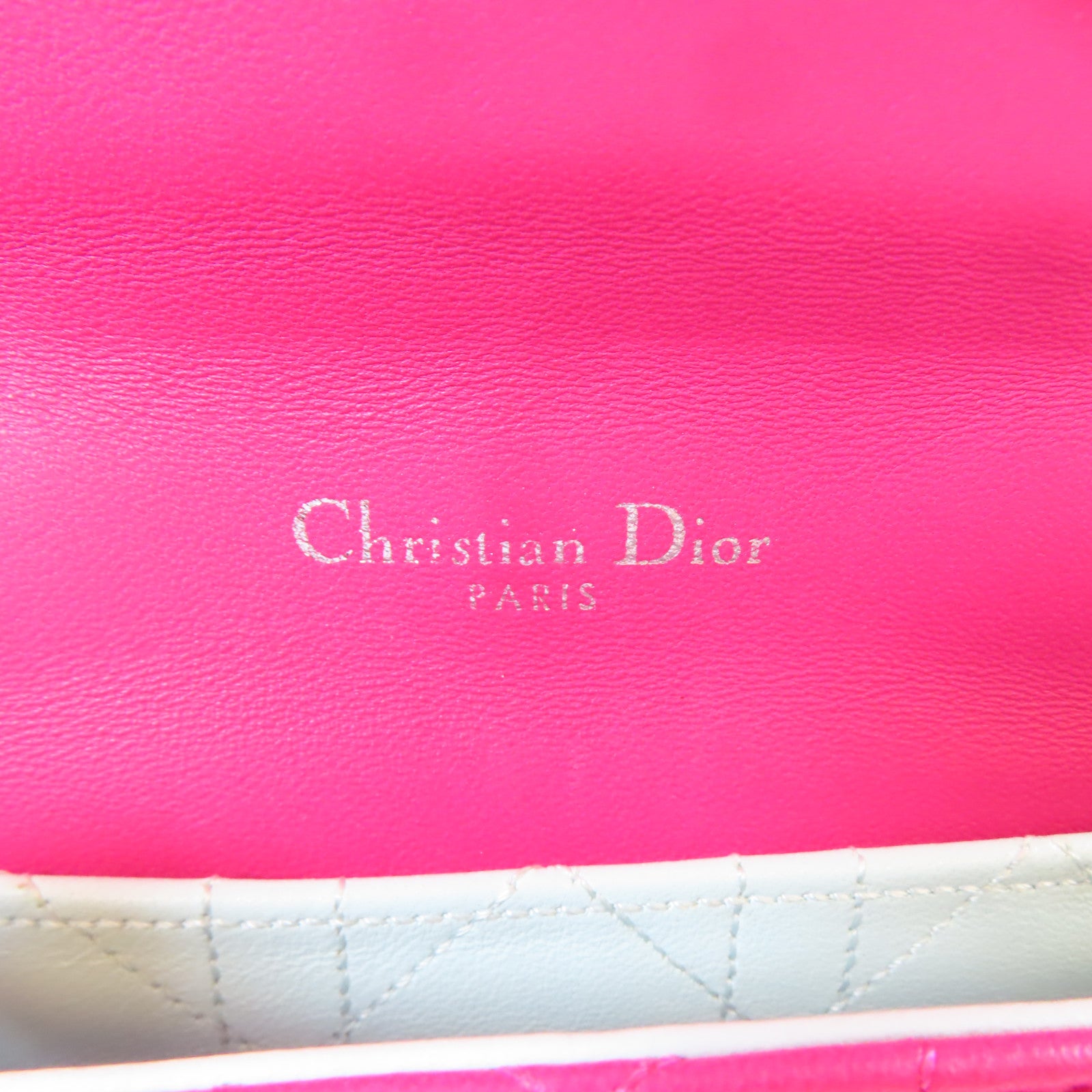 Dior 羊皮皮革Miss Dior銀扣鏈帶肩背袋粉紅色