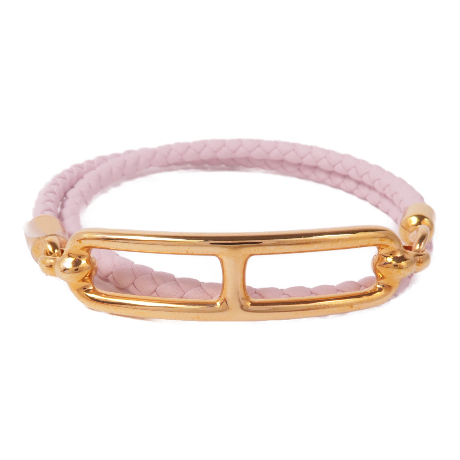 HERMES 皮革Roulis Double Tour Bracelet金扣手鐲