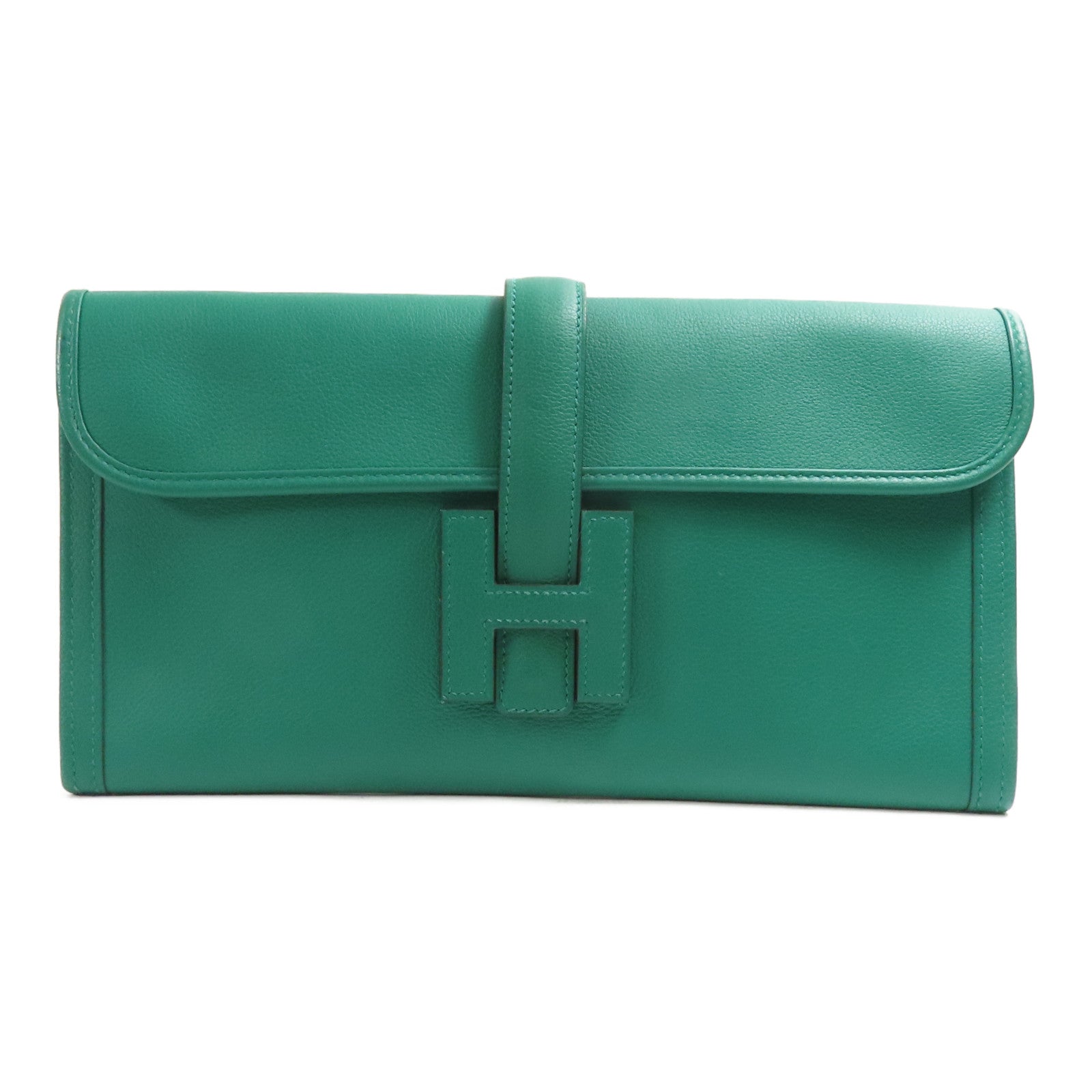 HERMES Swift皮革Jige Duo手拿包Z6 Malachite