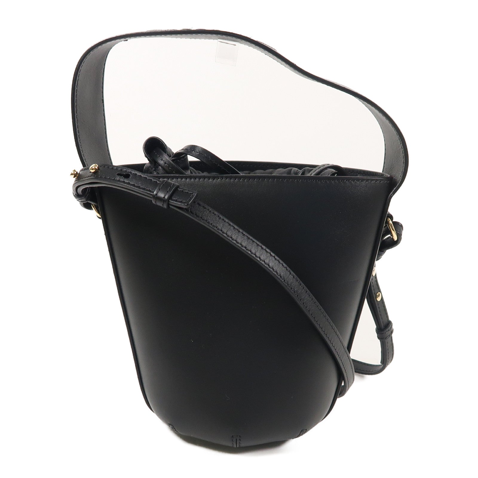 Chloe 牛皮皮革Sense Bucket Bag銀扣肩背袋黑色