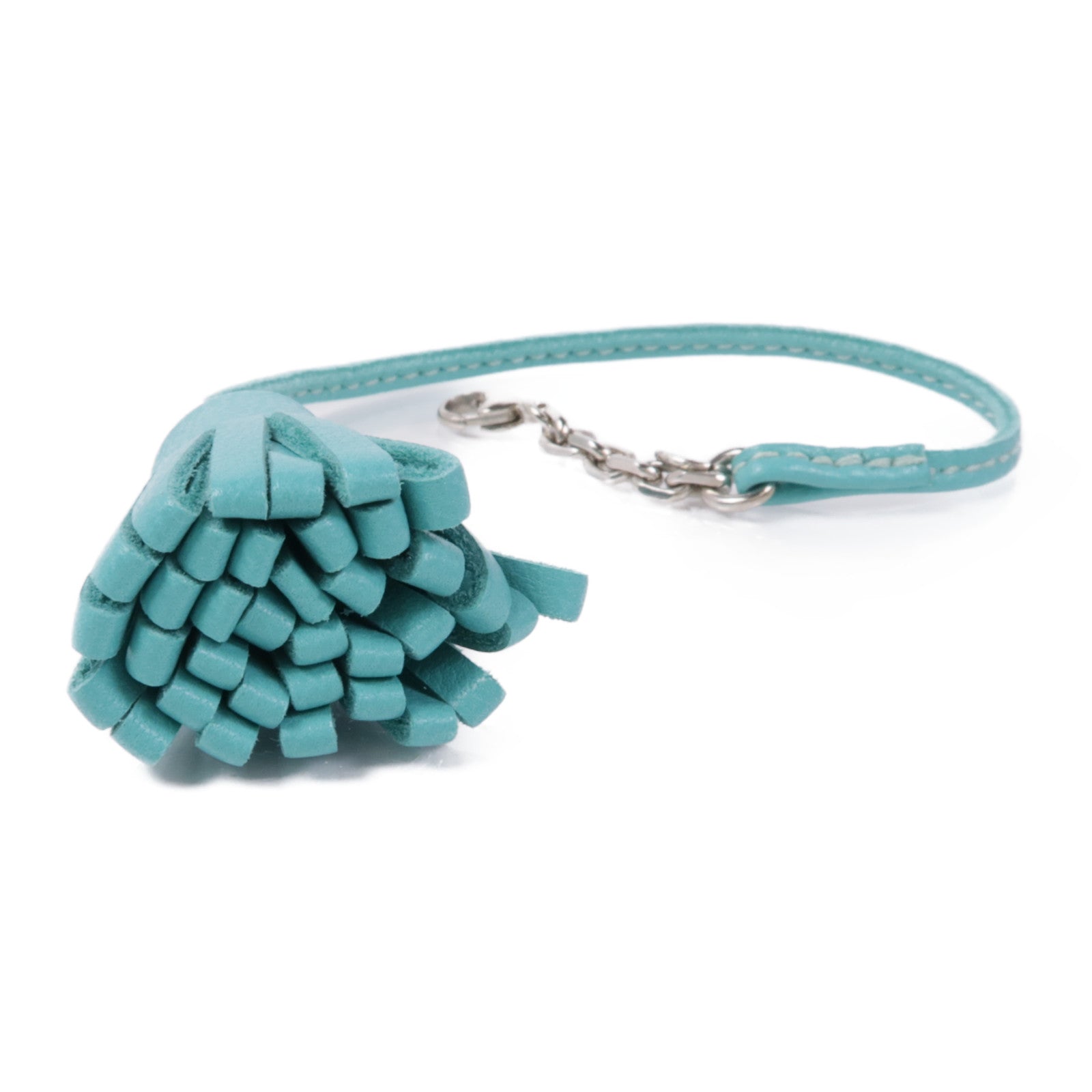 HERMES 皮革Carmencita MM銀扣掛飾Blue