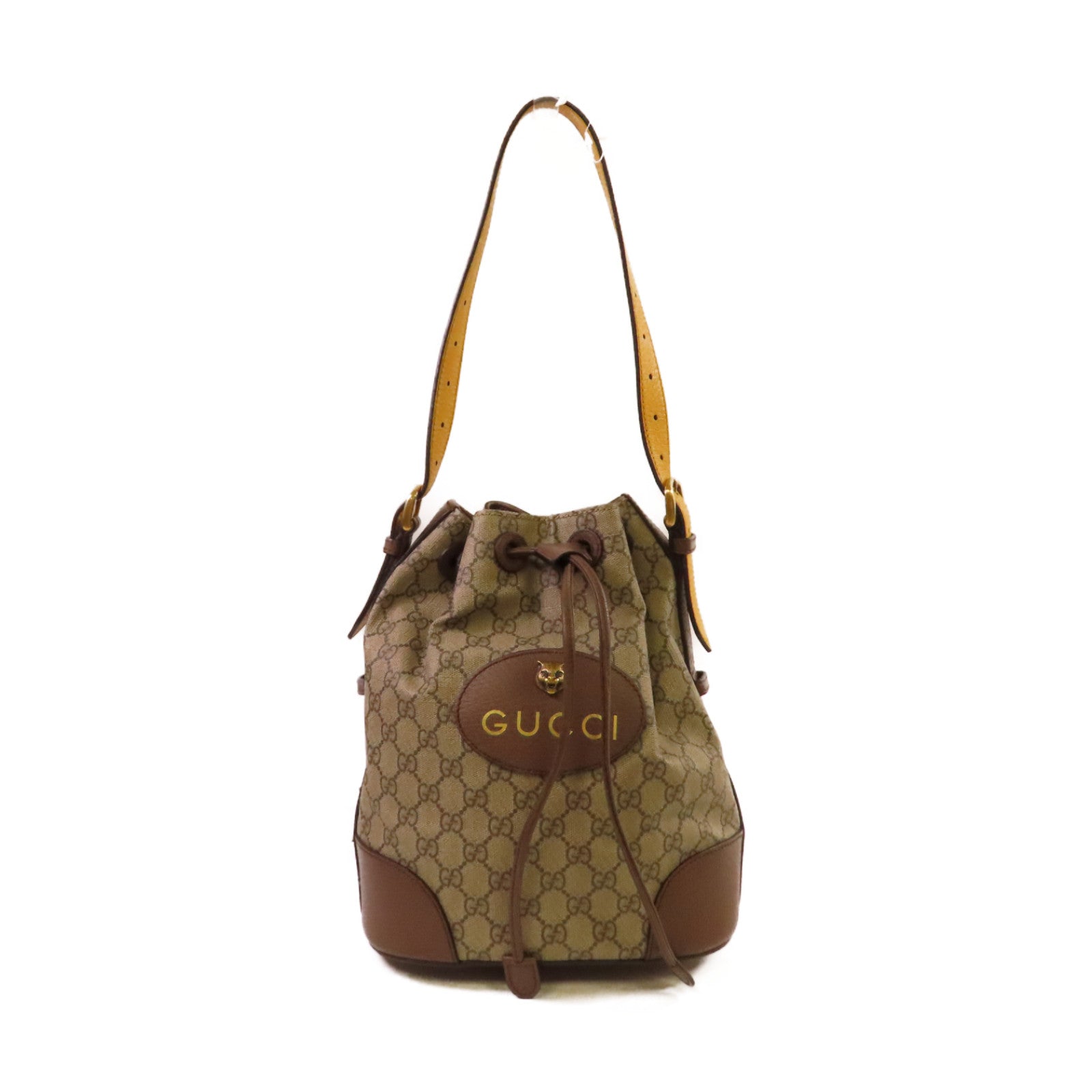GUCCI 塗層帆布Neo Vintage 2Way Bucket Backpack金扣背包/肩背兩用袋啡色