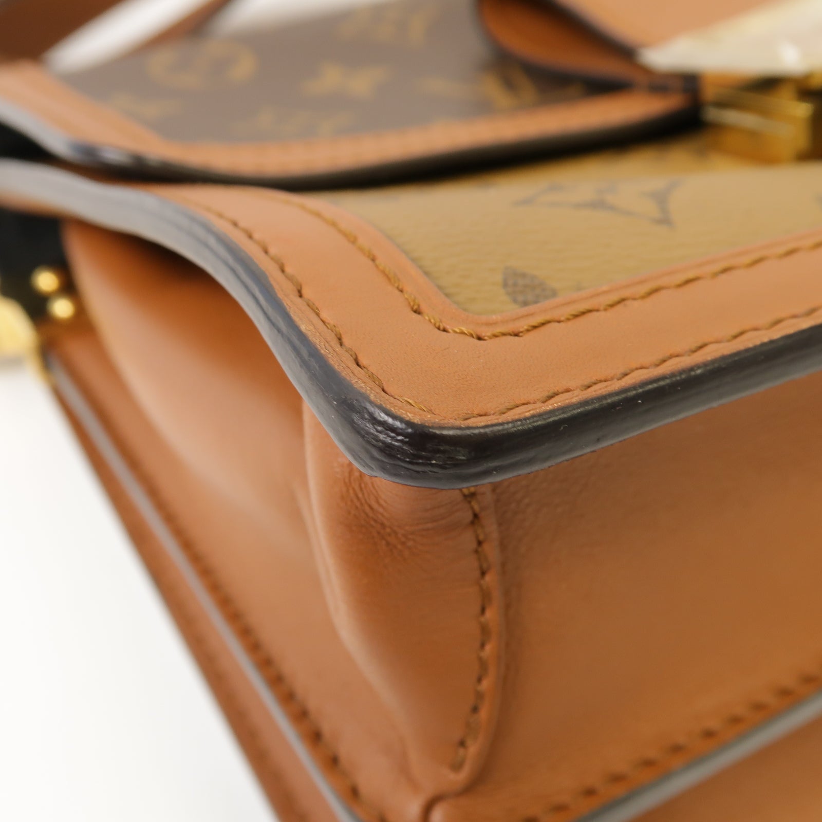 LOUIS VUITTON 【激減優惠】Monogram Reverse Dauphine金扣肩背袋棕色