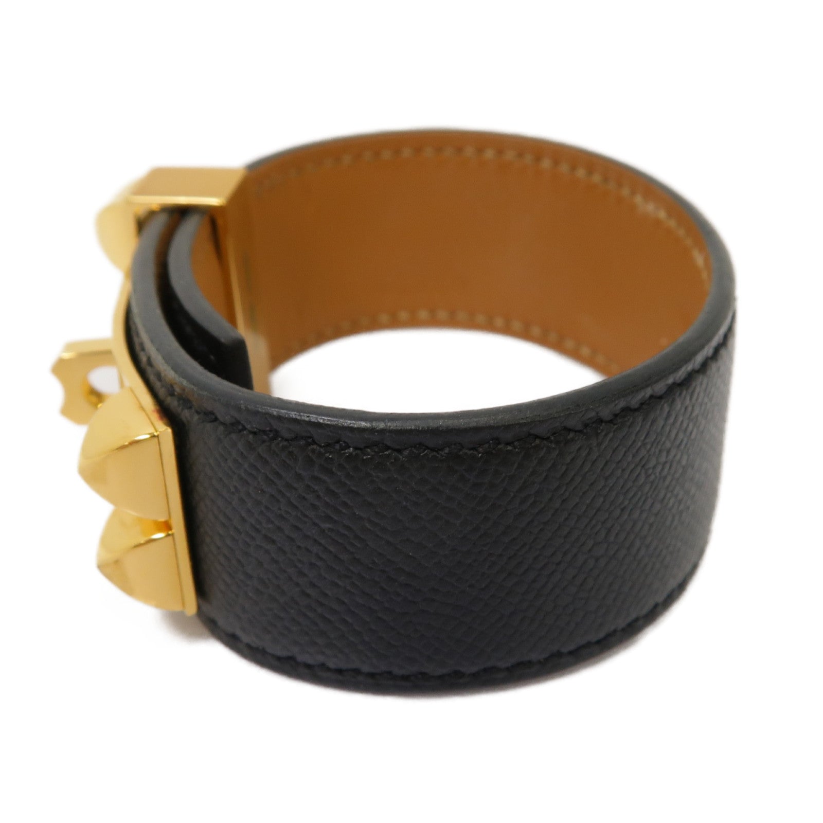 HERMES 【激減優惠】Epsom皮革/金屬CDC 24 Bracelet手鏈黒色/金色
