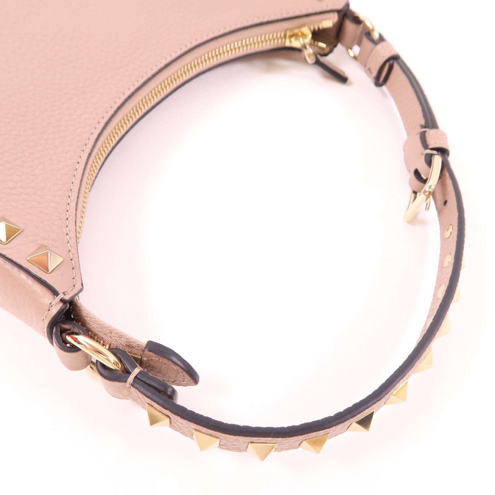 Valentino GHW Mini Rockstud Hobo Bag Handbag Calfskin Leather 6W2P0AI7VSH P45