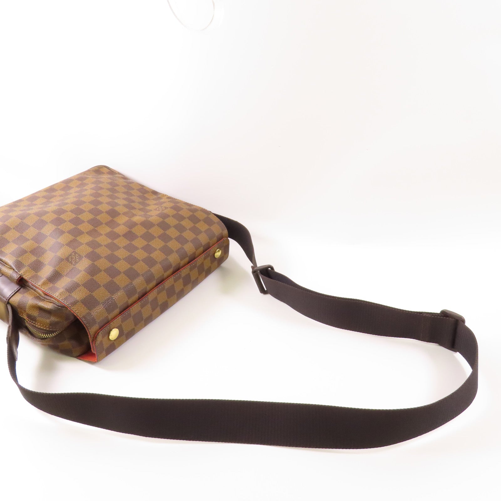 LOUIS VUITTON 【激減優惠】Damier Naviglio金扣肩背袋棕色