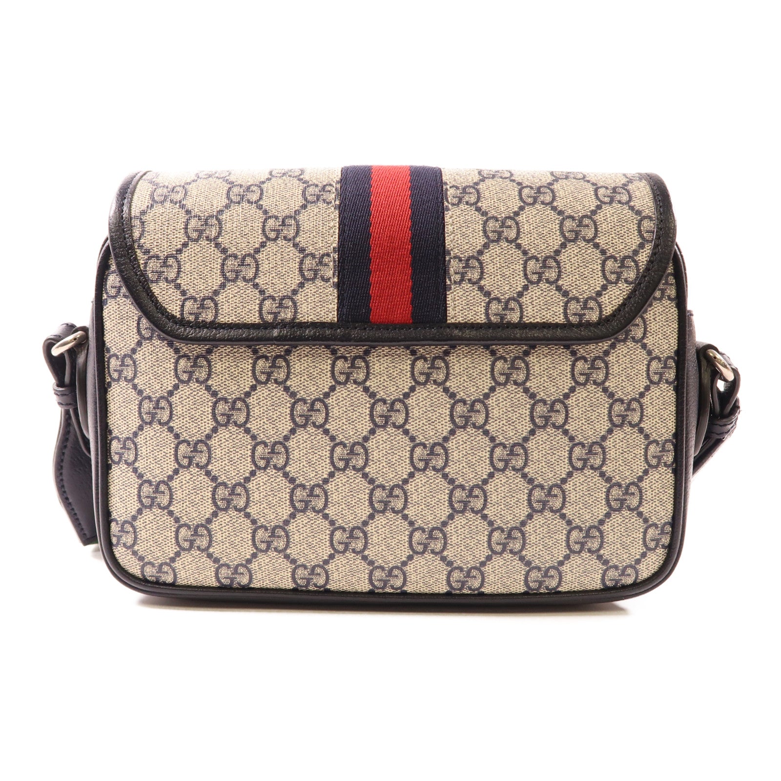 GUCCI 塗層帆布/皮革Ophidia GG銀扣肩背袋