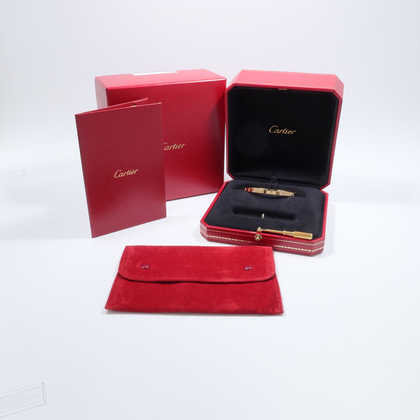 CARTIER 18K玫瑰金Love Blaceret SM 10P Diamond鑽石手鐲