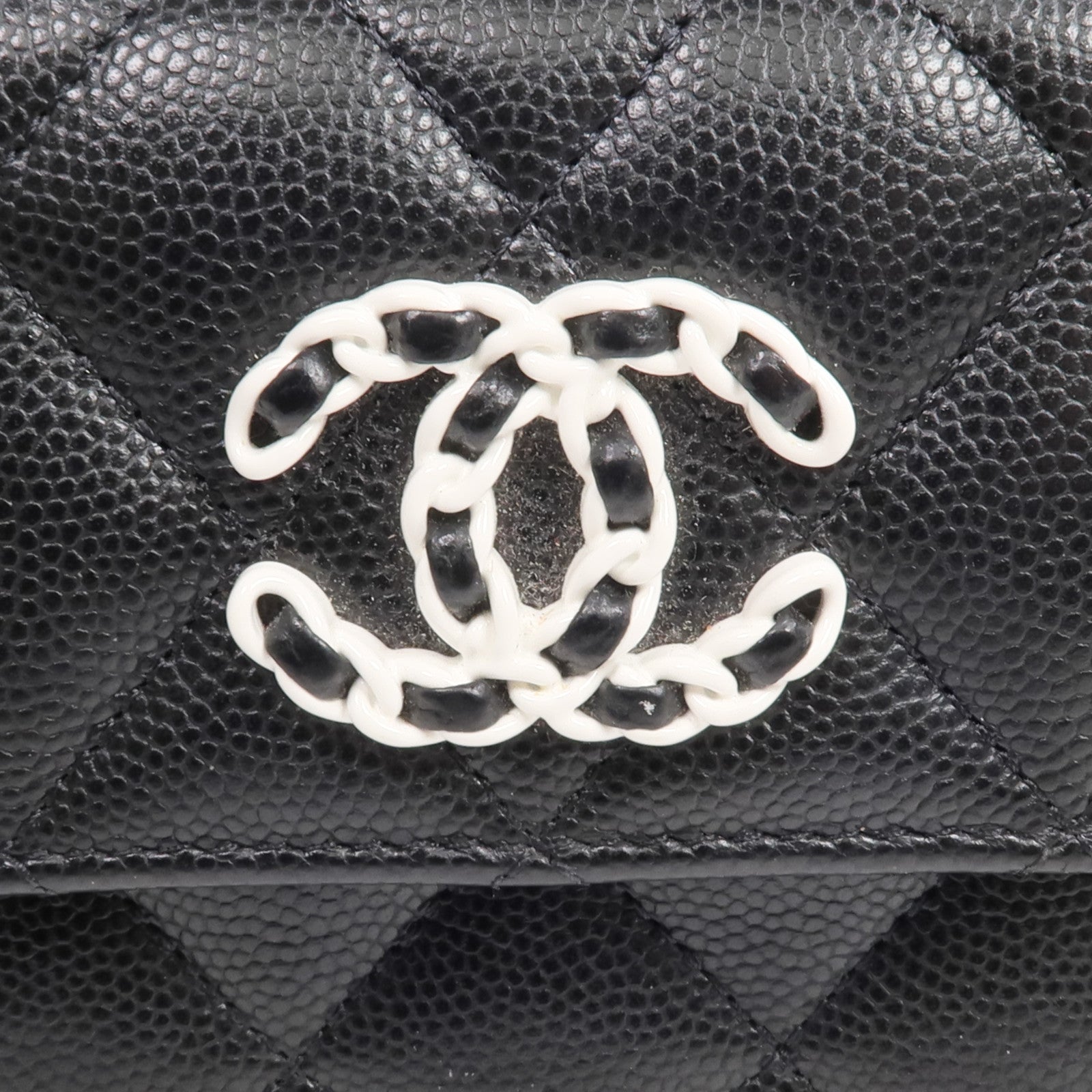CHANEL 牛皮皮革Chanel 19 Wallet銀扣長錢包