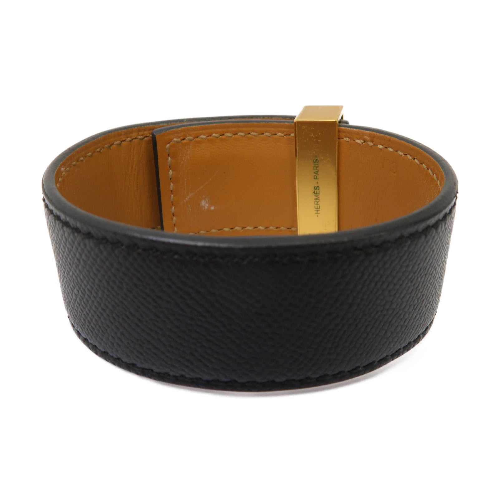 HERMES 【激減優惠】Epsom皮革/金屬CDC 24 Bracelet手鏈黒色/金色