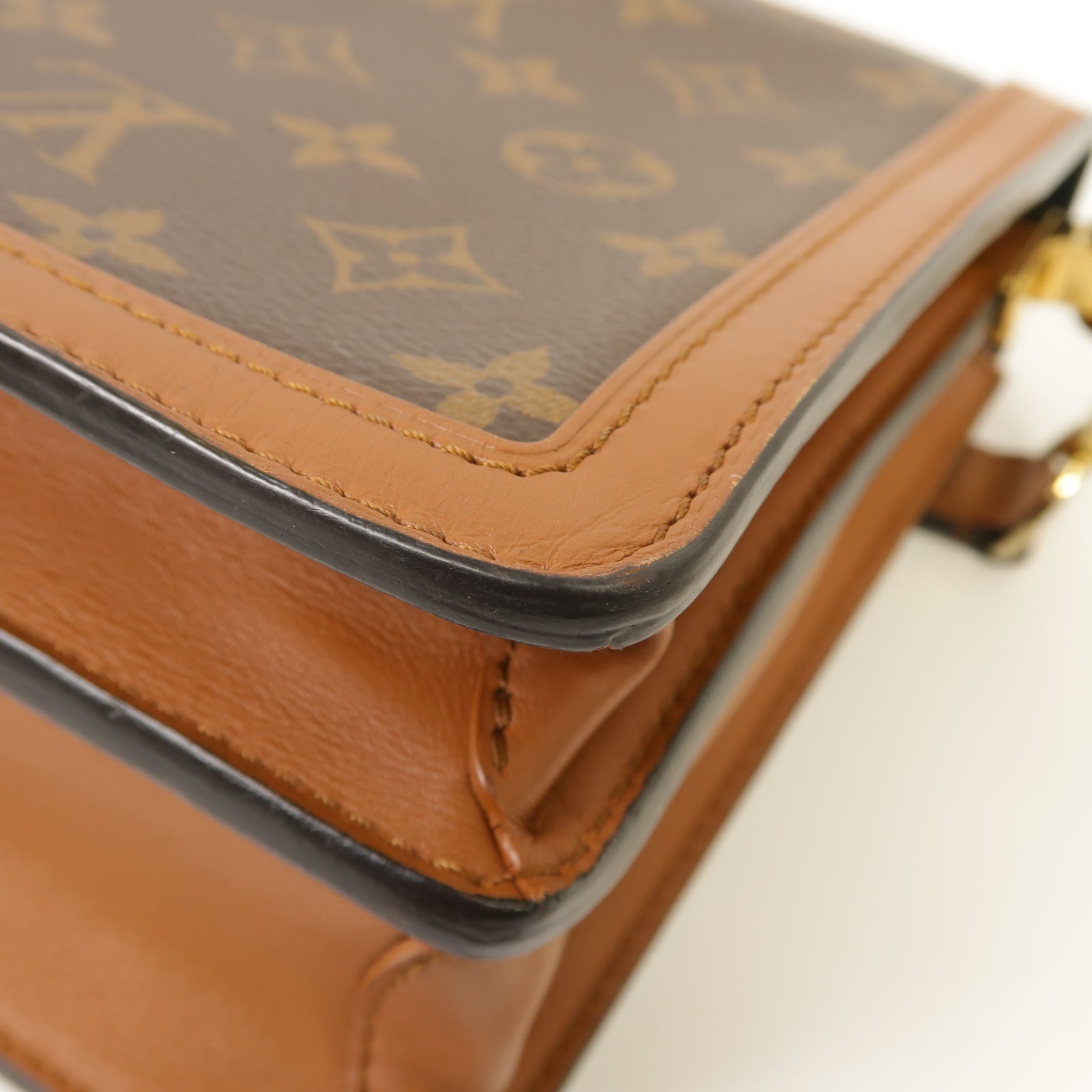 LOUIS VUITTON 【激減優惠】Monogram Reverse Dauphine金扣肩背袋棕色
