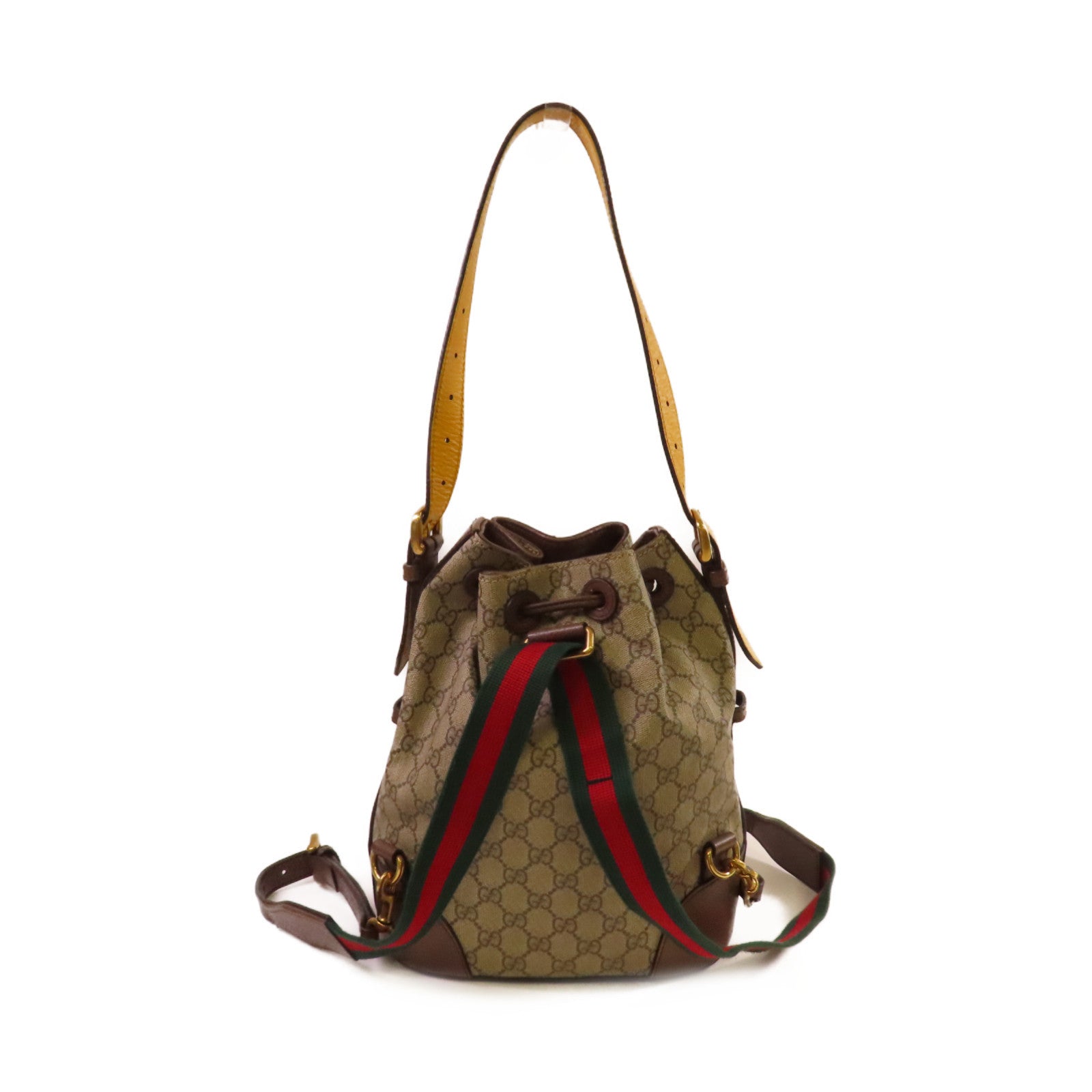 GUCCI 塗層帆布Neo Vintage 2Way Bucket Backpack金扣背包/肩背兩用袋啡色