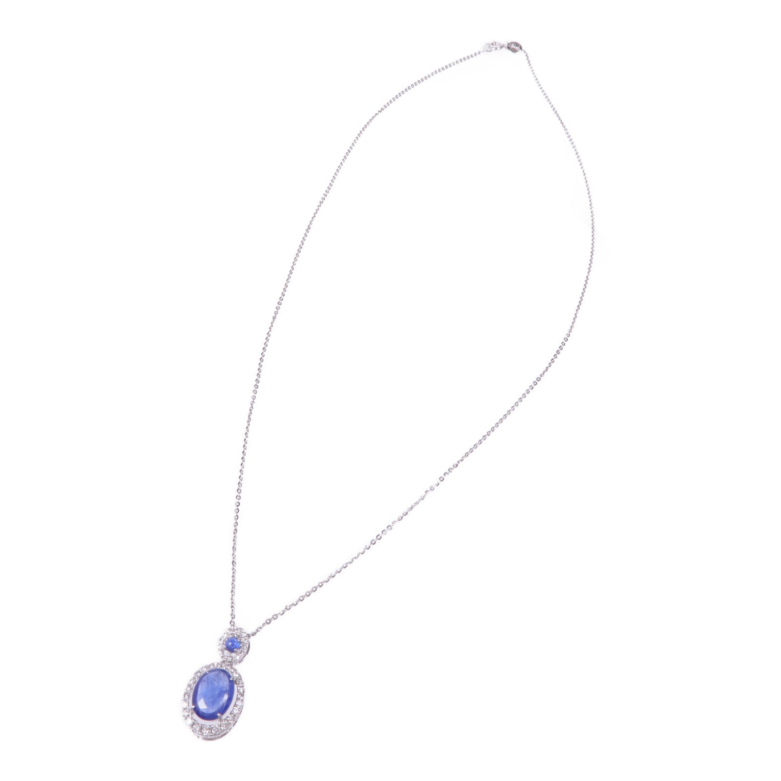 JEWELRY Sapphire Diamond Necklace 18K White Gold