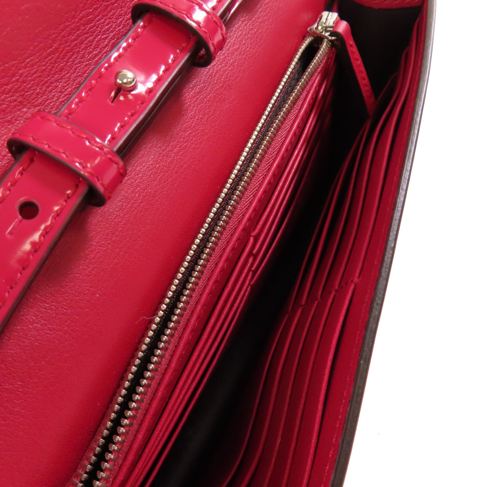 GUCCI 漆皮皮革Wallet On Shoulder Bag金扣肩背袋紫粉色