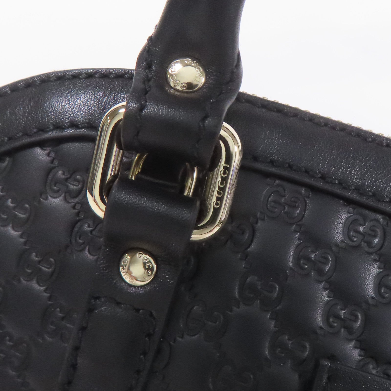 GUCCI GG GHW Mini Dome 2way Shoulder Bag 449654 Calfskin Leather Black