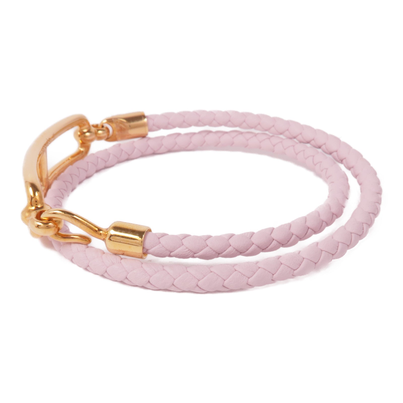 HERMES 皮革Roulis Double Tour Bracelet金扣手鐲