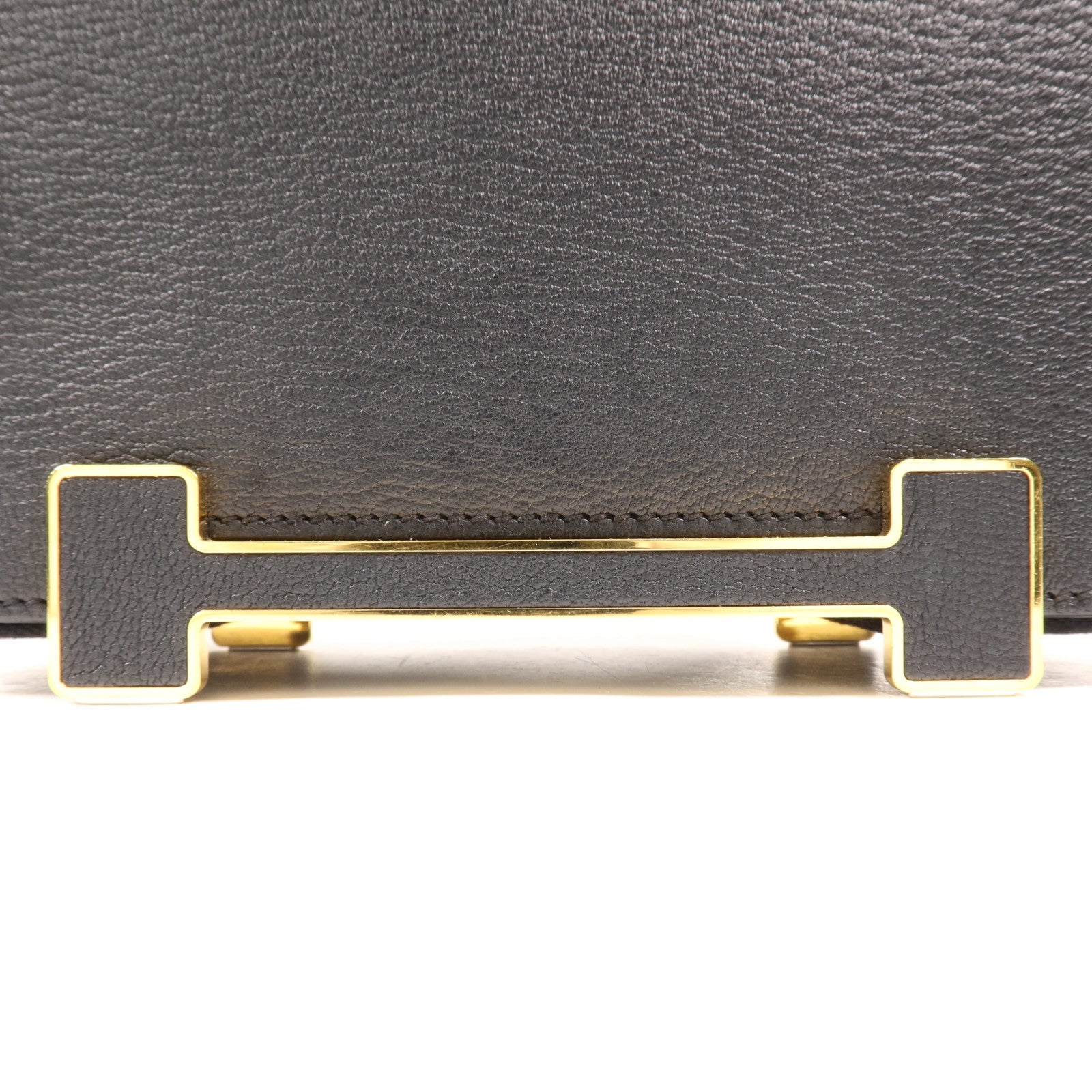 HERMES Chevre皮革Geta金扣肩背袋Noir