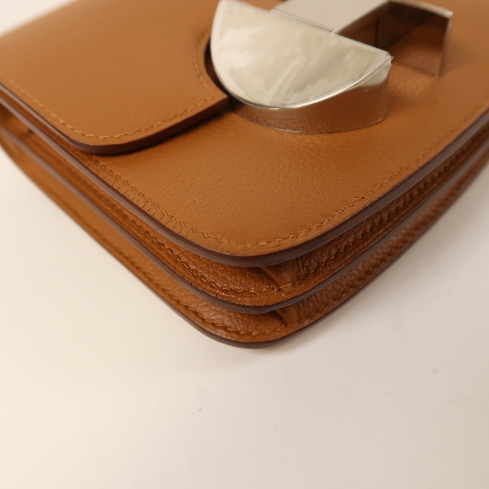 HERMES Evercolor皮革2002 Wallet銀扣錢包Gold