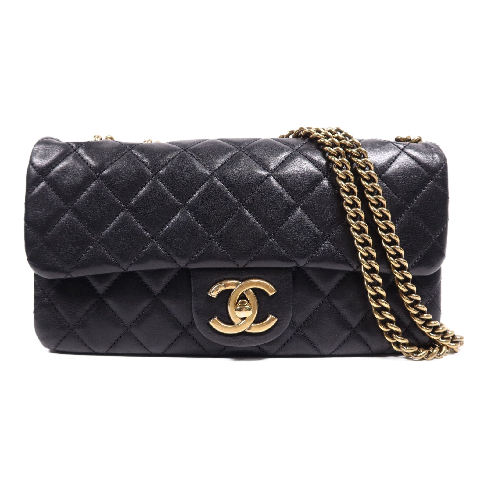CHANEL 牛皮皮革Chain Shoulder Bag金扣鏈帶肩背袋