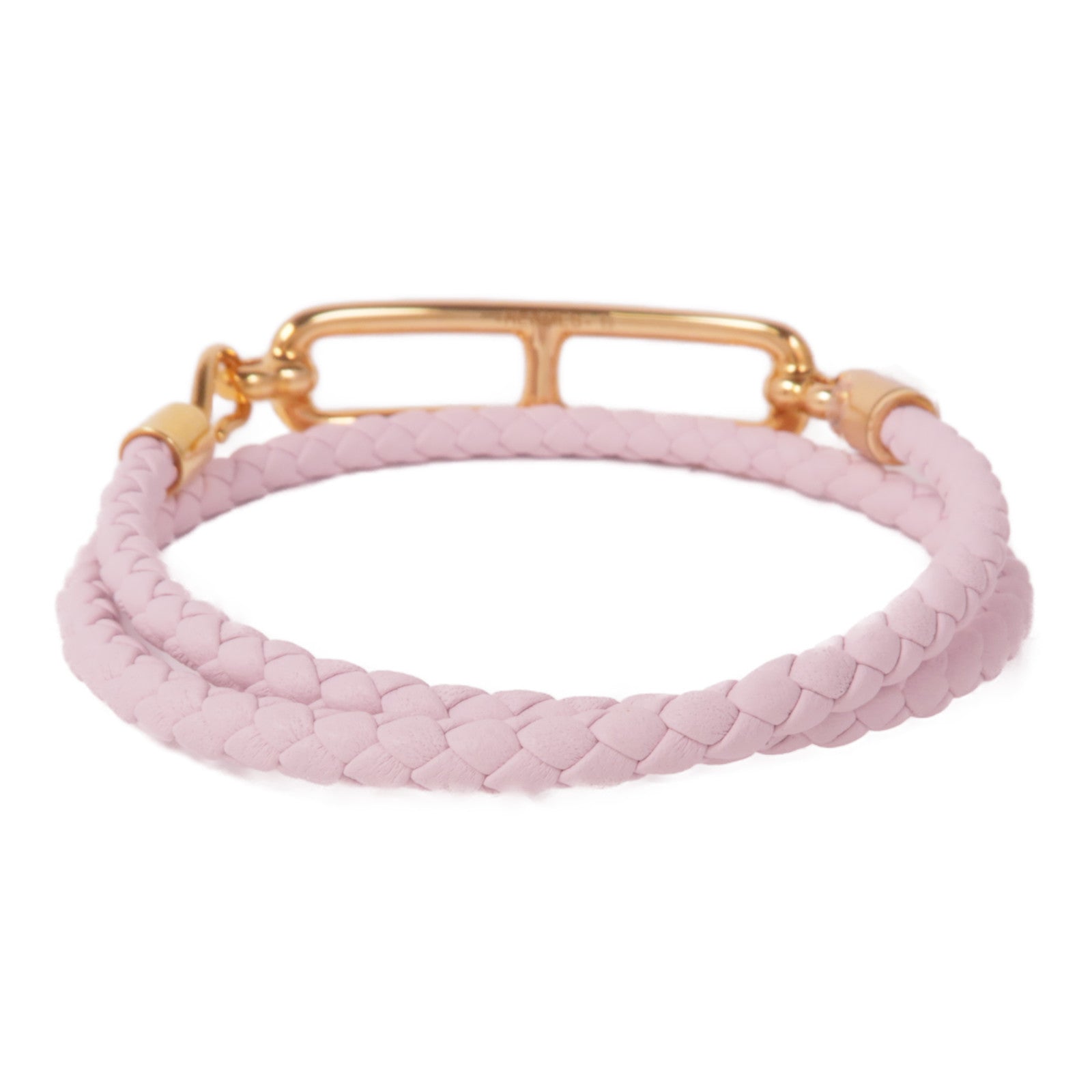 HERMES 皮革Roulis Double Tour Bracelet金扣手鐲
