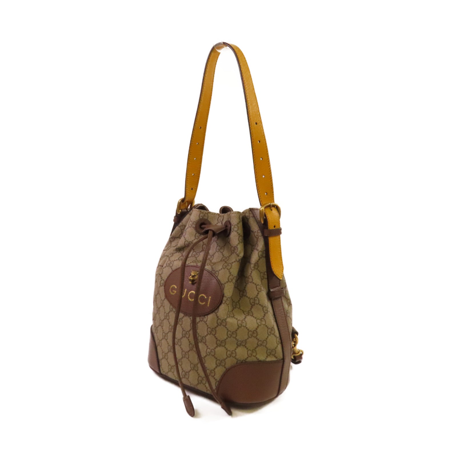 GUCCI 塗層帆布Neo Vintage 2Way Bucket Backpack金扣背包/肩背兩用袋啡色