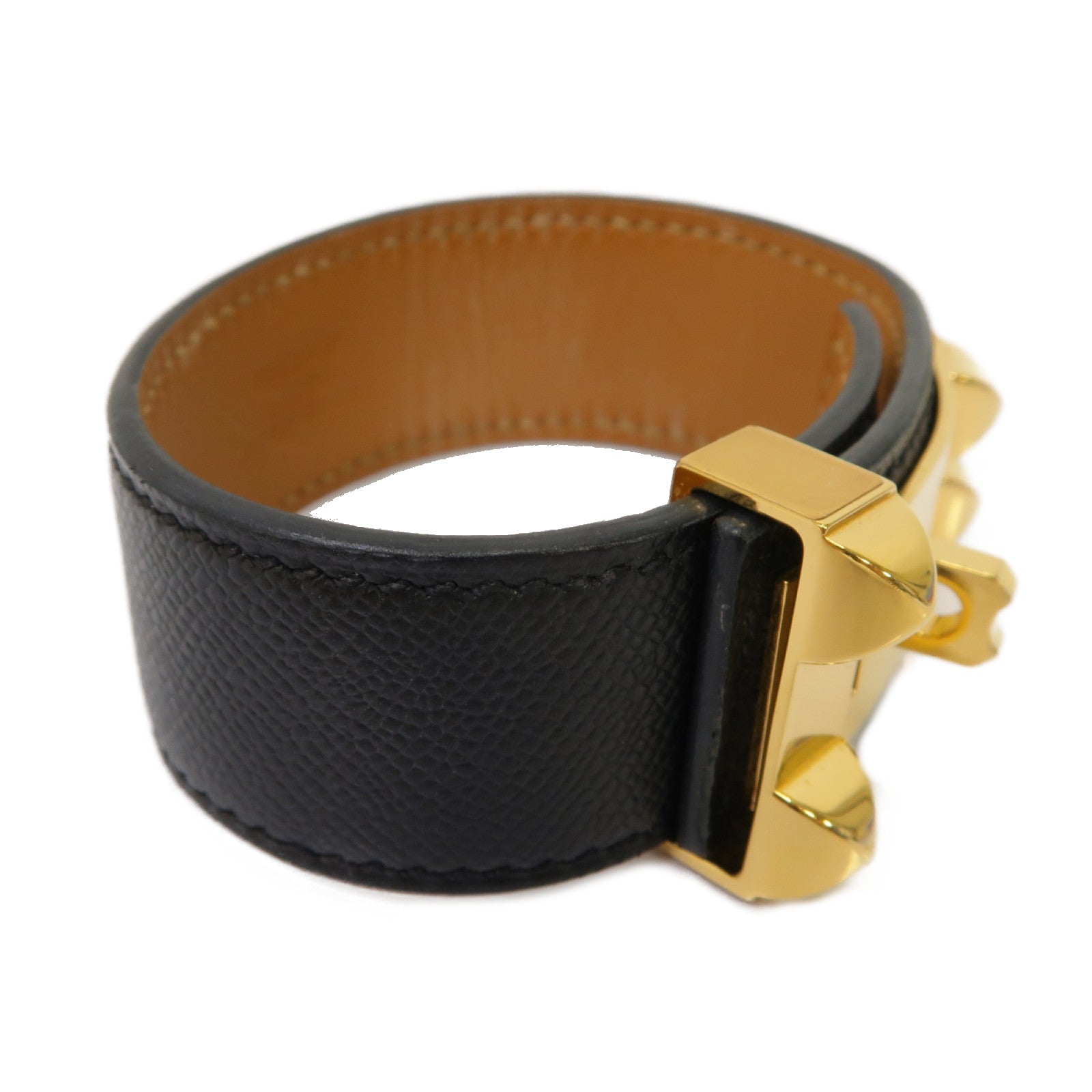HERMES 【激減優惠】Epsom皮革/金屬CDC 24 Bracelet手鏈黒色/金色