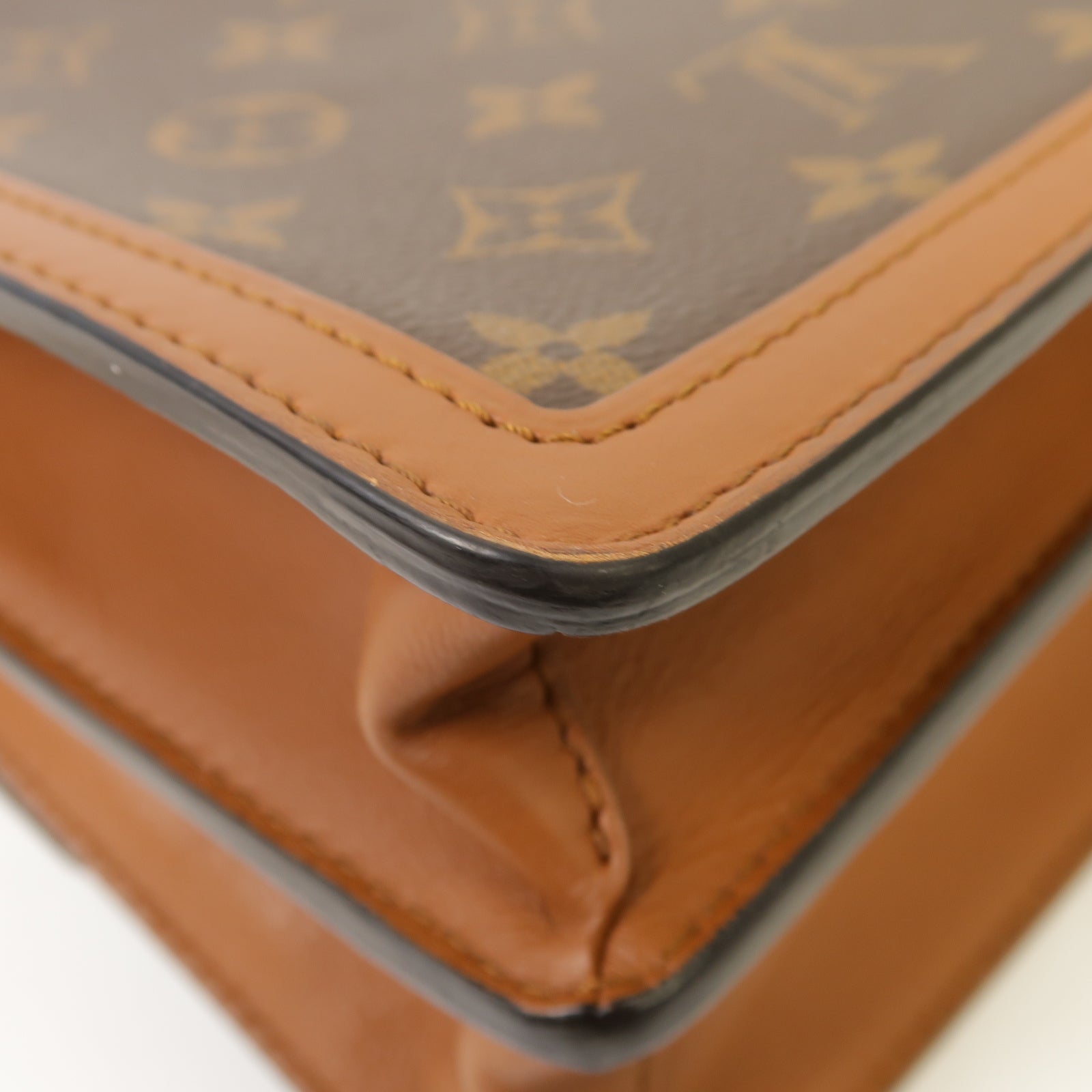 LOUIS VUITTON 【激減優惠】Monogram Reverse Dauphine金扣肩背袋棕色