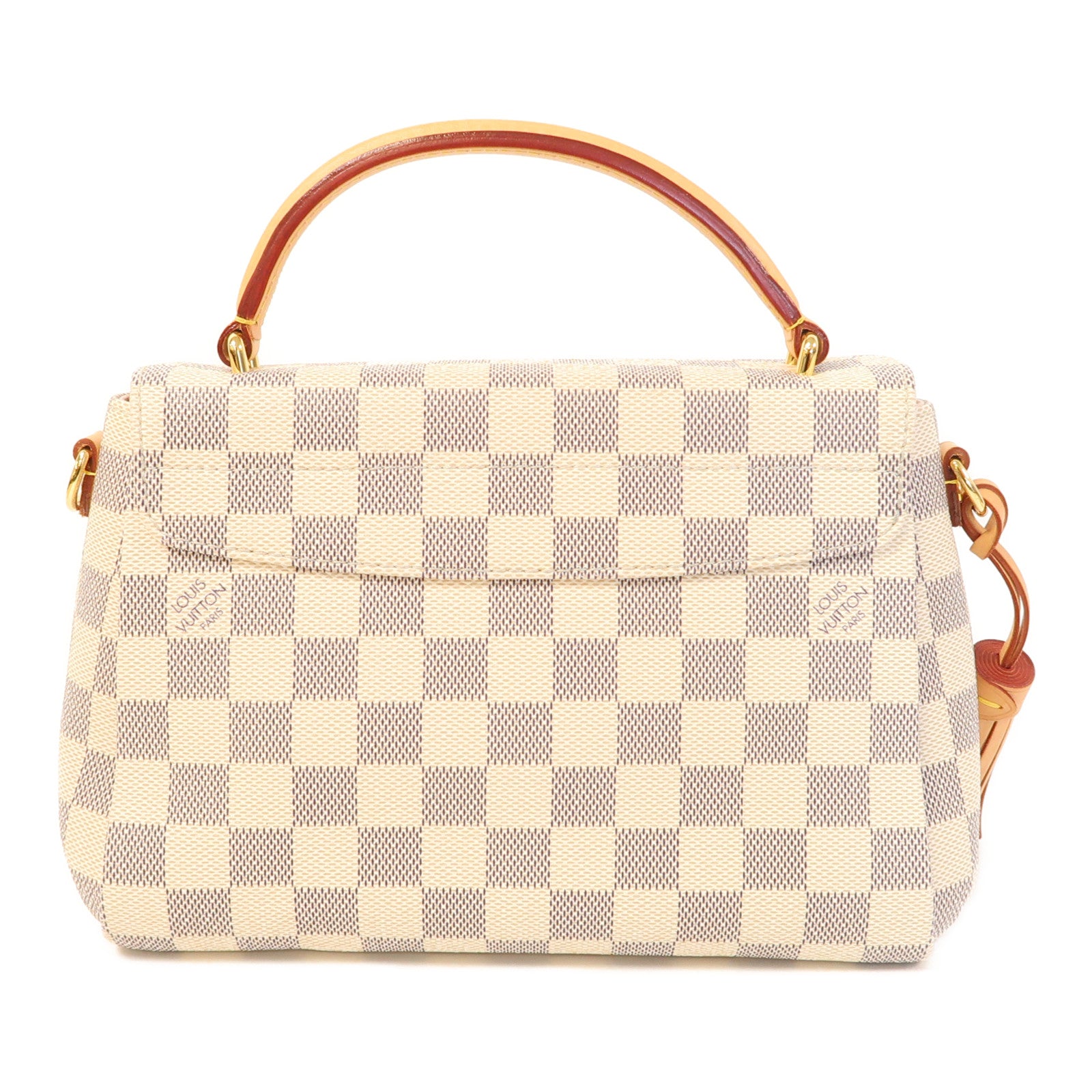 LOUIS VUITTON Damier Azur Croisette金扣手挽肩背兩用袋白色