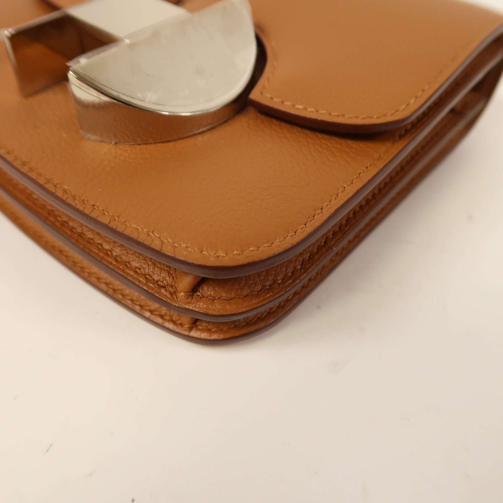 HERMES Evercolor皮革2002 Wallet銀扣錢包Gold