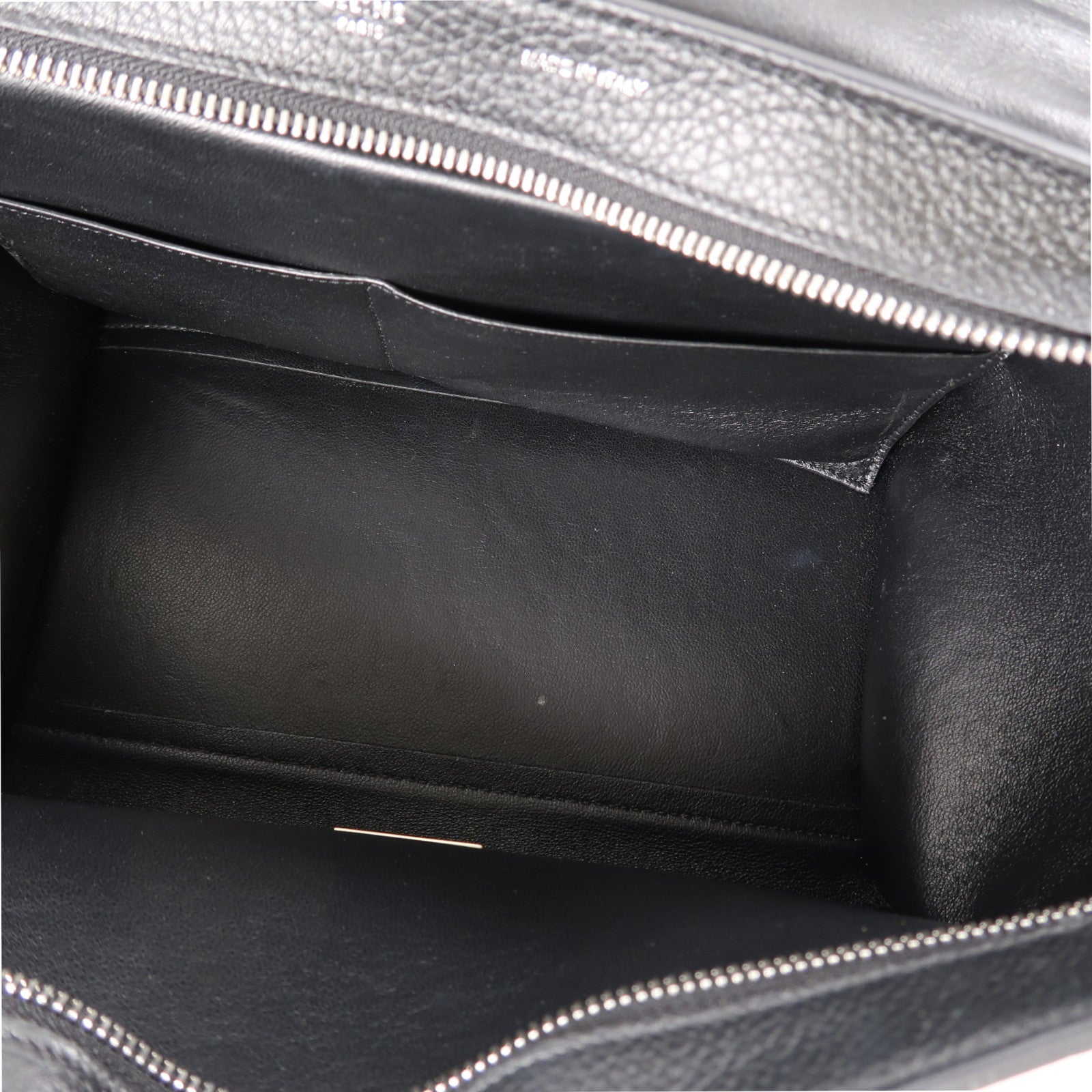 CELINE 牛皮皮革Trapeze銀扣手挽肩背兩用袋黑色