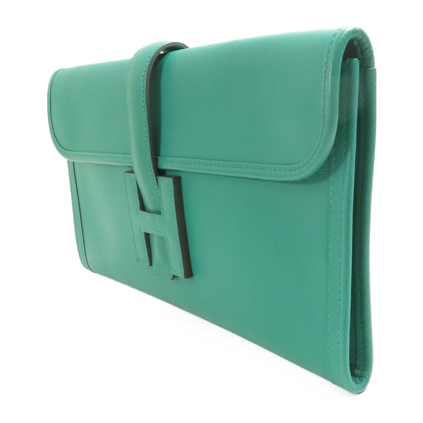 HERMES Swift皮革Jige Duo手拿包Z6 Malachite