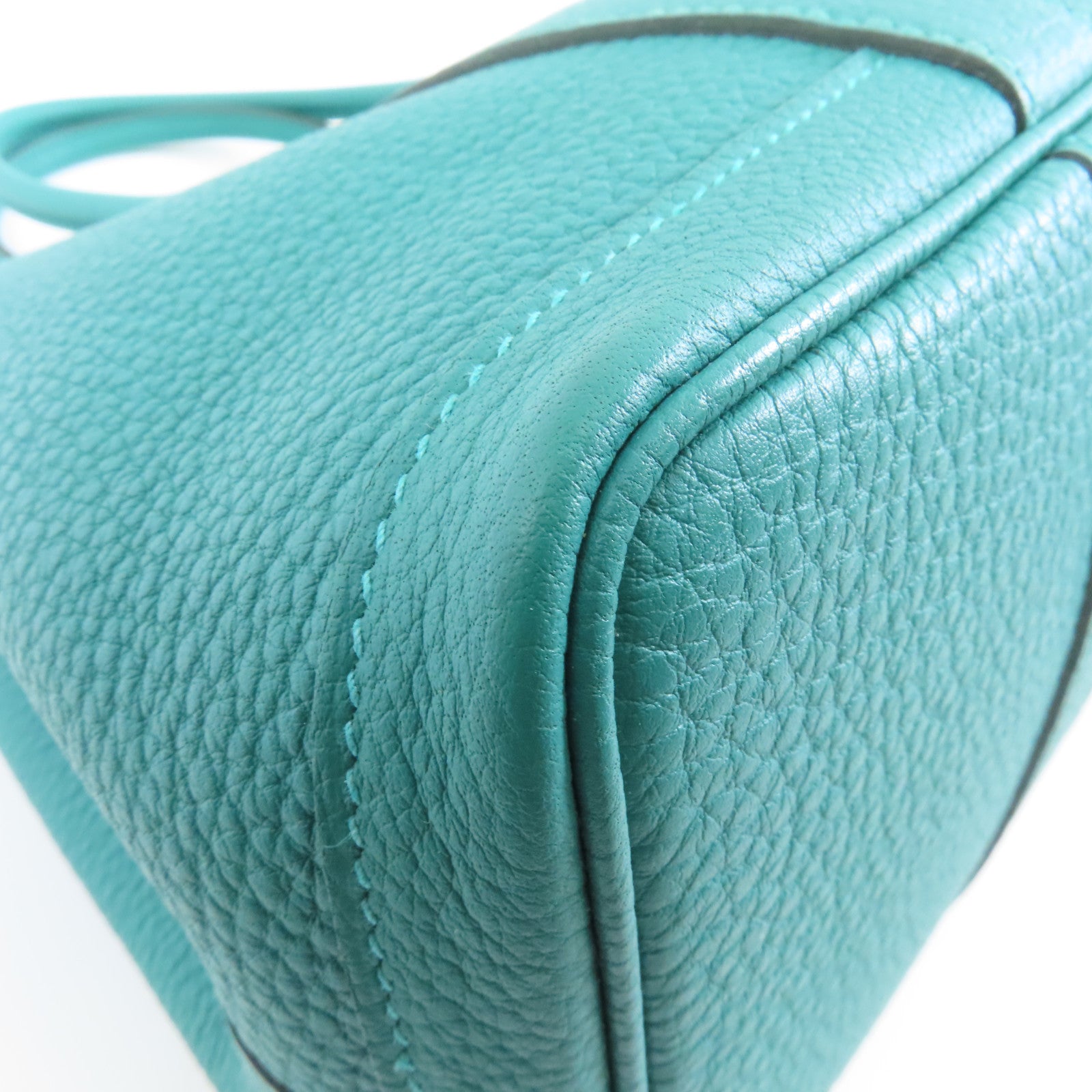 HERMES Negonda皮革Garden Party TPM銀扣手挽袋Vert Jade/綠色