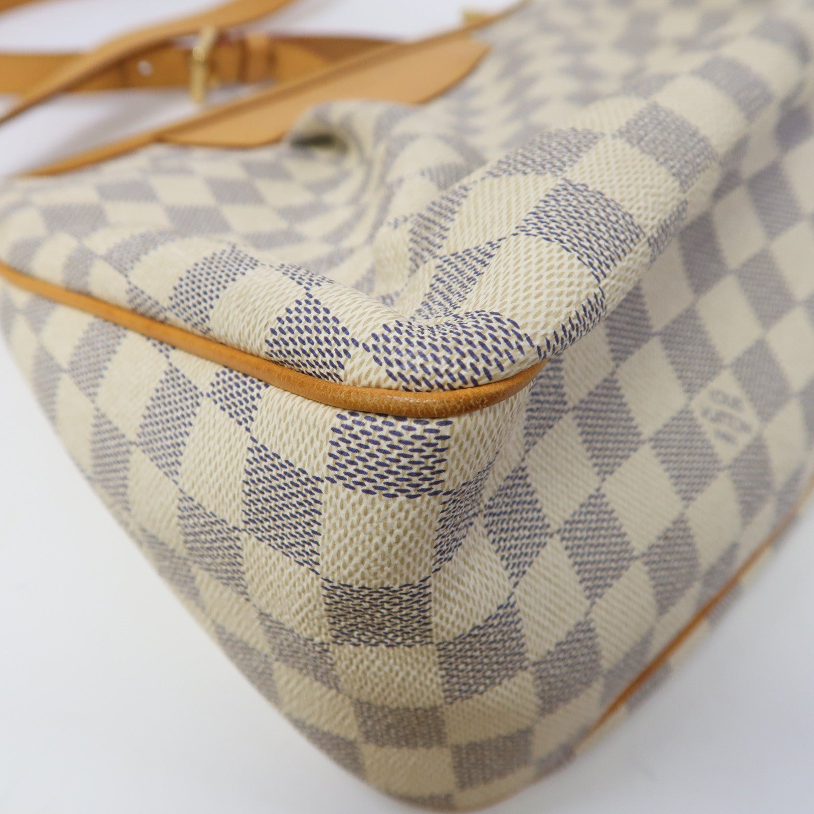 LOUIS VUITTON Damier Azur Siracusa MM金扣肩背袋白色