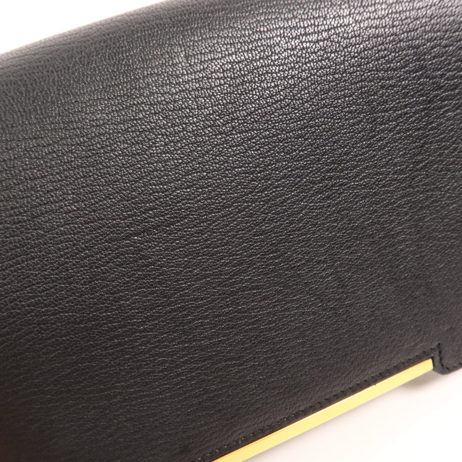 HERMES Chevre皮革Geta金扣肩背袋Noir