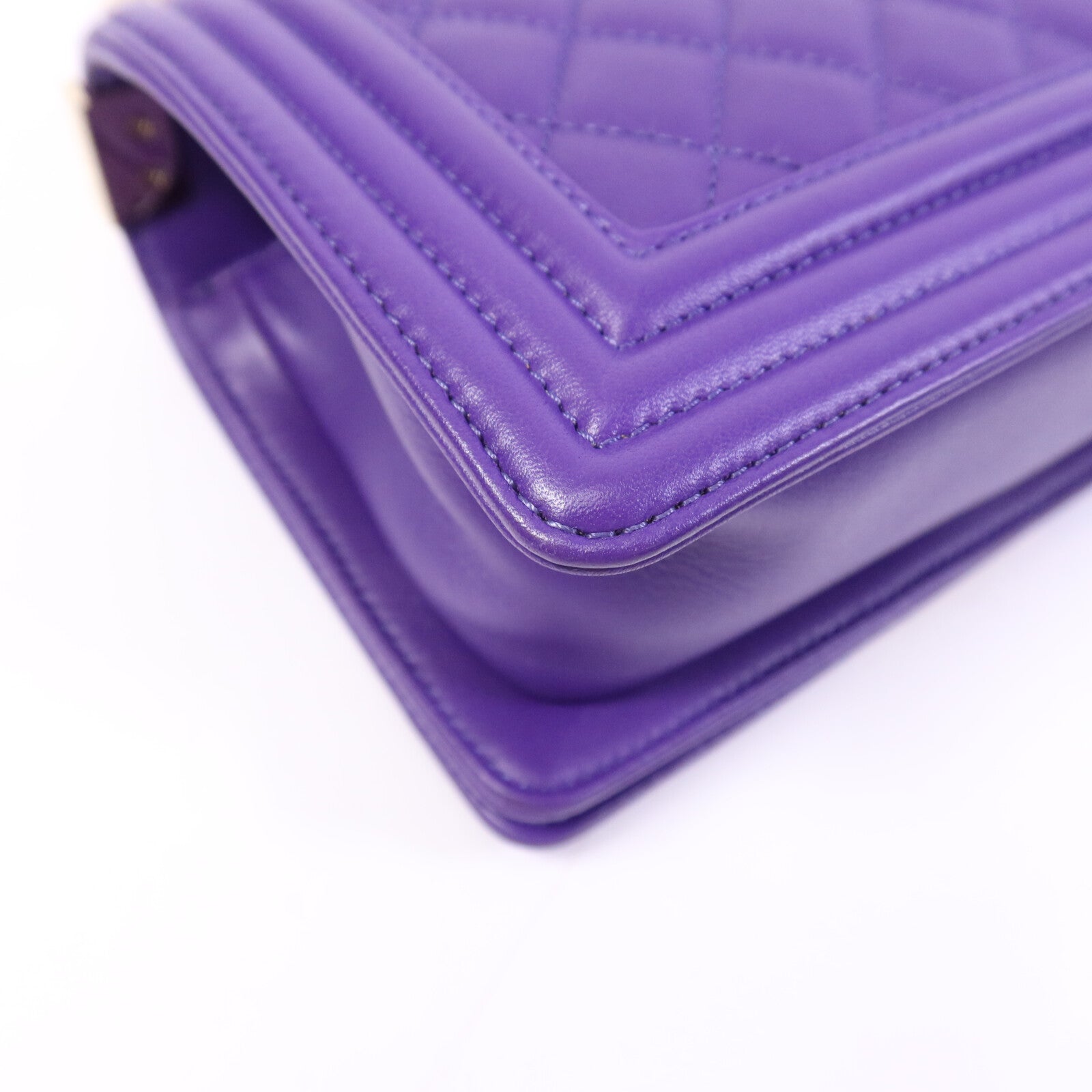 CHANEL 羊皮皮革Boy 20cm金扣鏈帶肩背袋