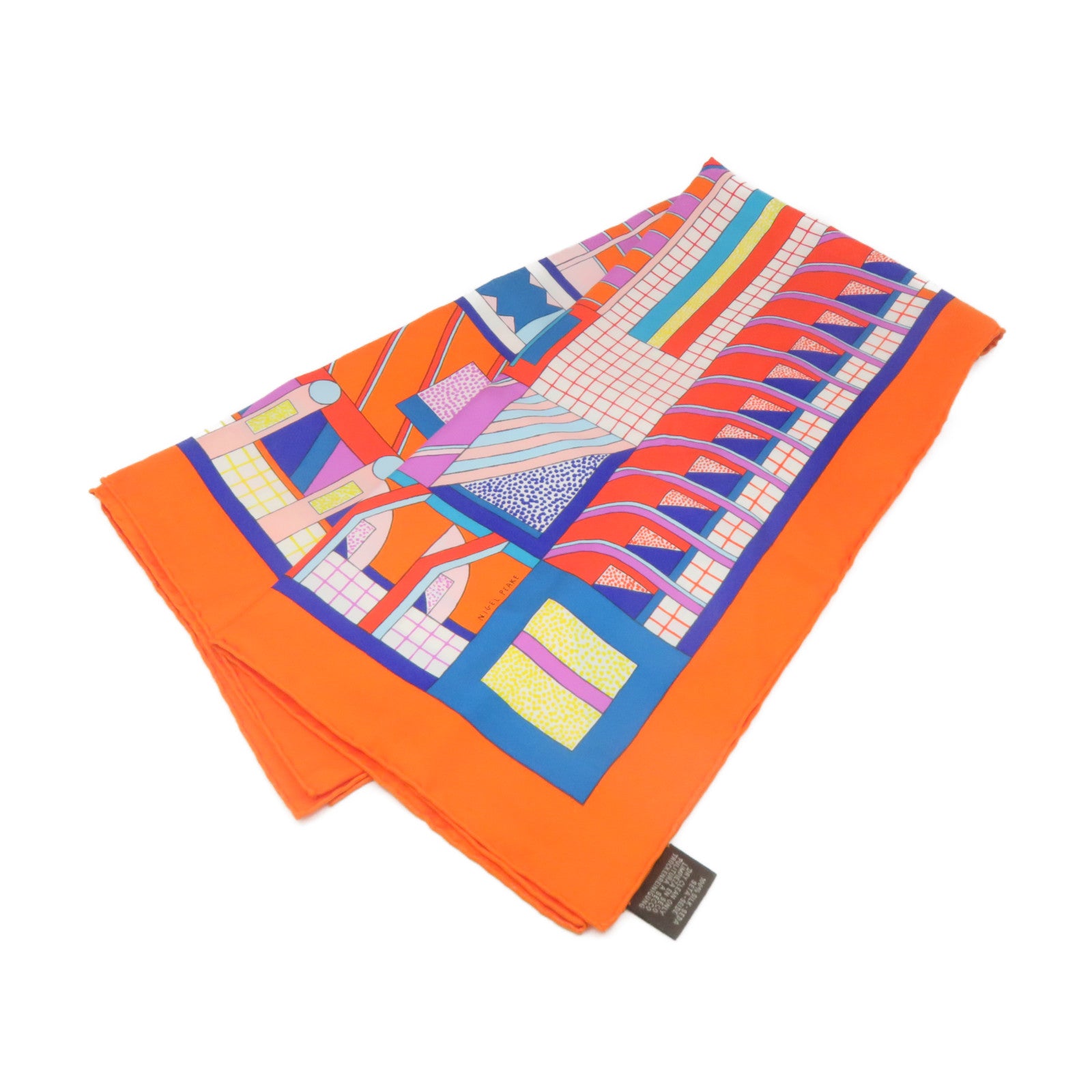 HERMES 丝质Scarf 90x90丝巾橙色/蓝色/彩色