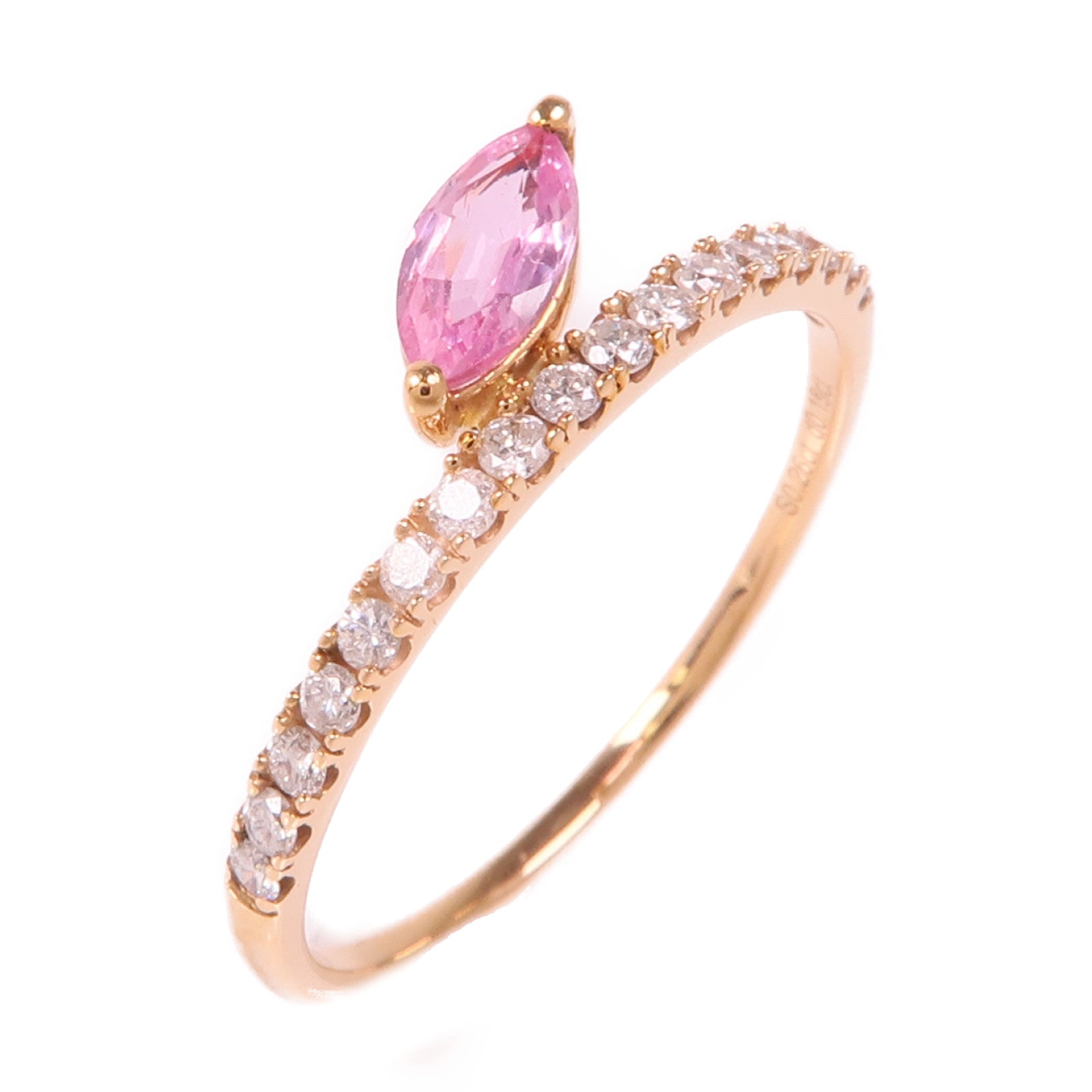 JEWELRY 18K玫瑰金Pink Sapphire/Diamond Ring粉紅色藍寶石/鑽石戒指US#6.75