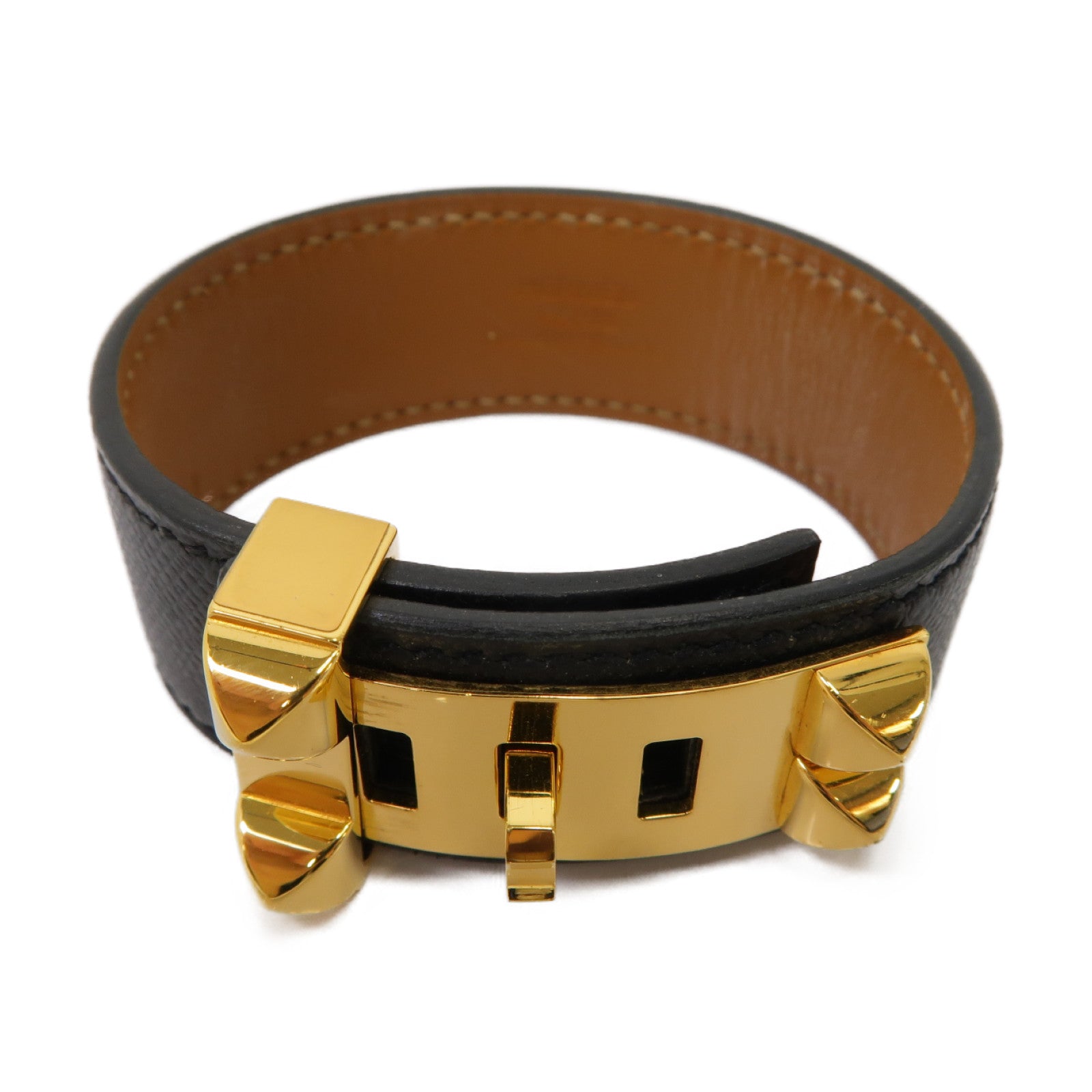 HERMES 【激減優惠】Epsom皮革/金屬CDC 24 Bracelet手鏈黒色/金色